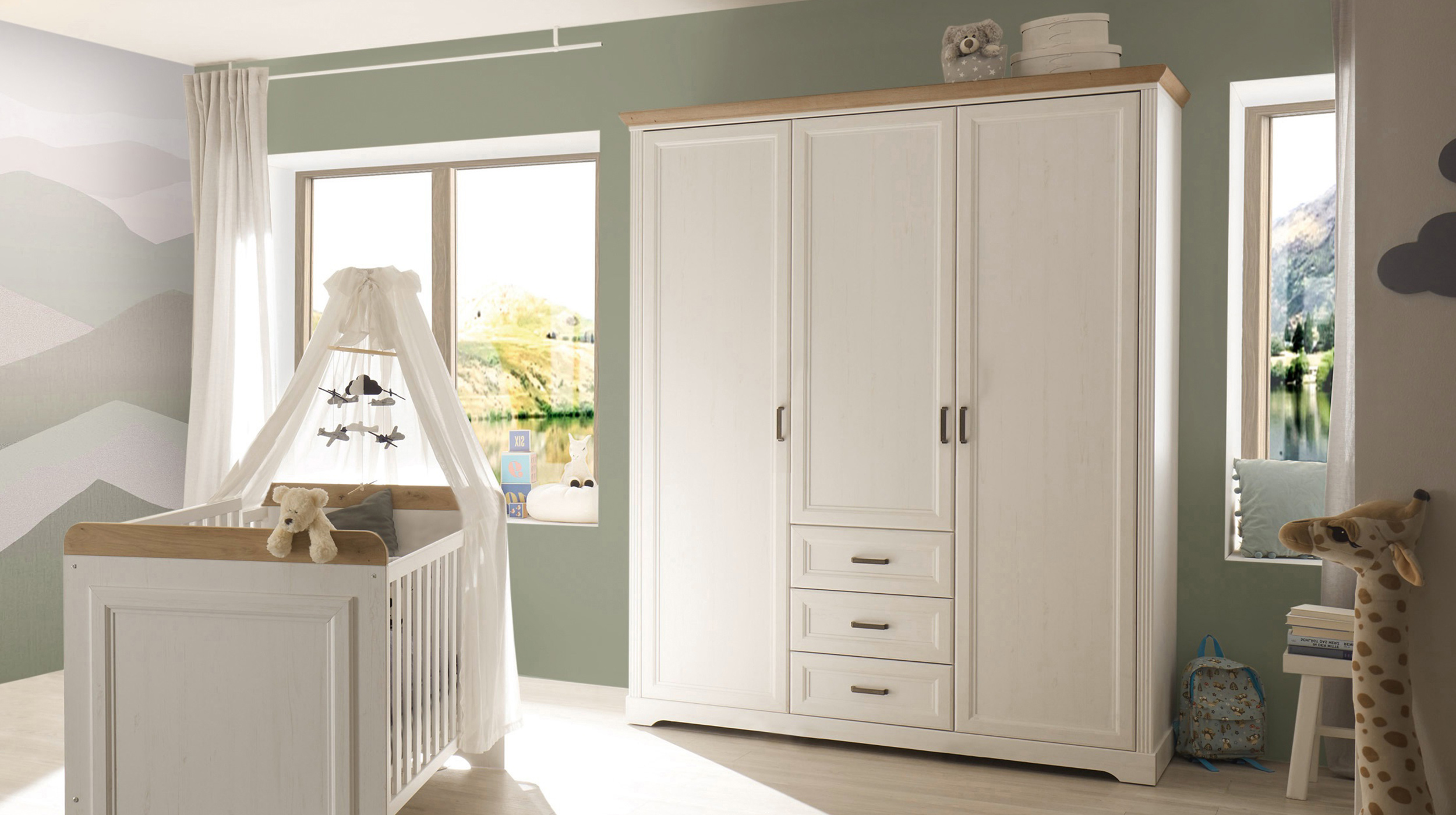 Kleiderschrank weiß Anderson Pine 164 cm 3-türig - JASMIN 