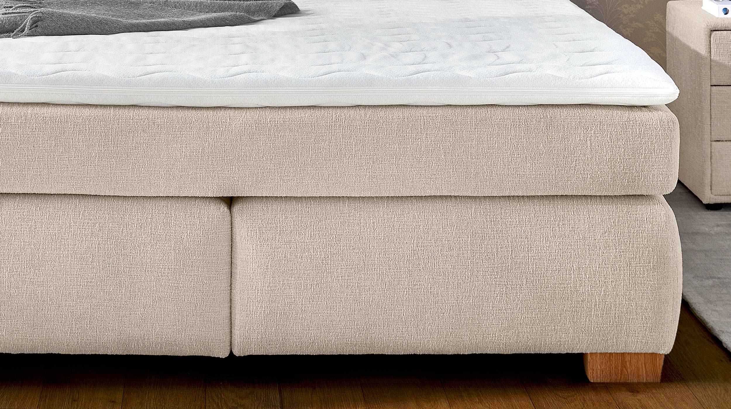 Boxspringbett 180 x 200 cm beige Chenille - NARVE