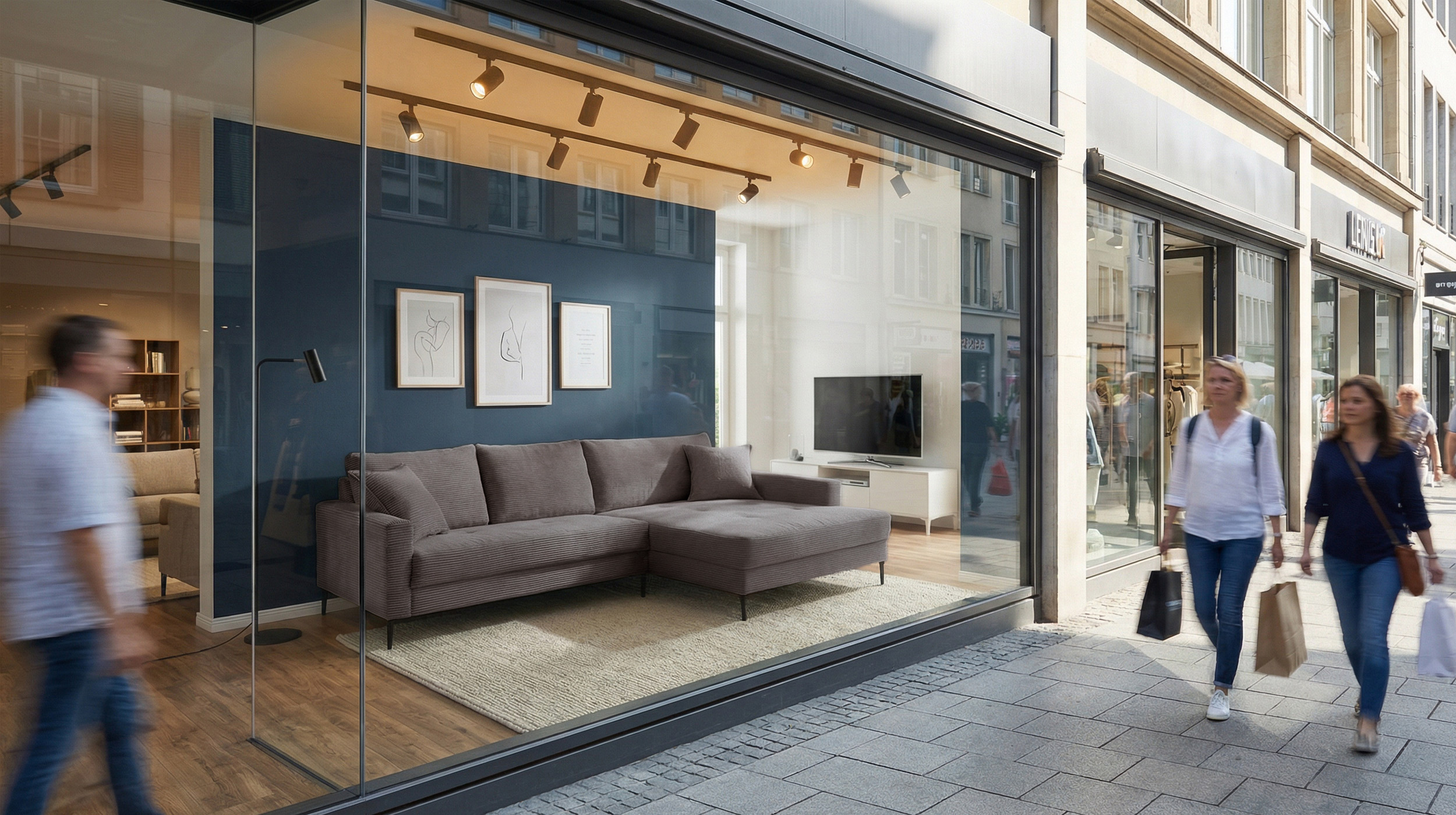 Ecksofa Cord grau 276 x 173 cm - OT rechts - SUMMER