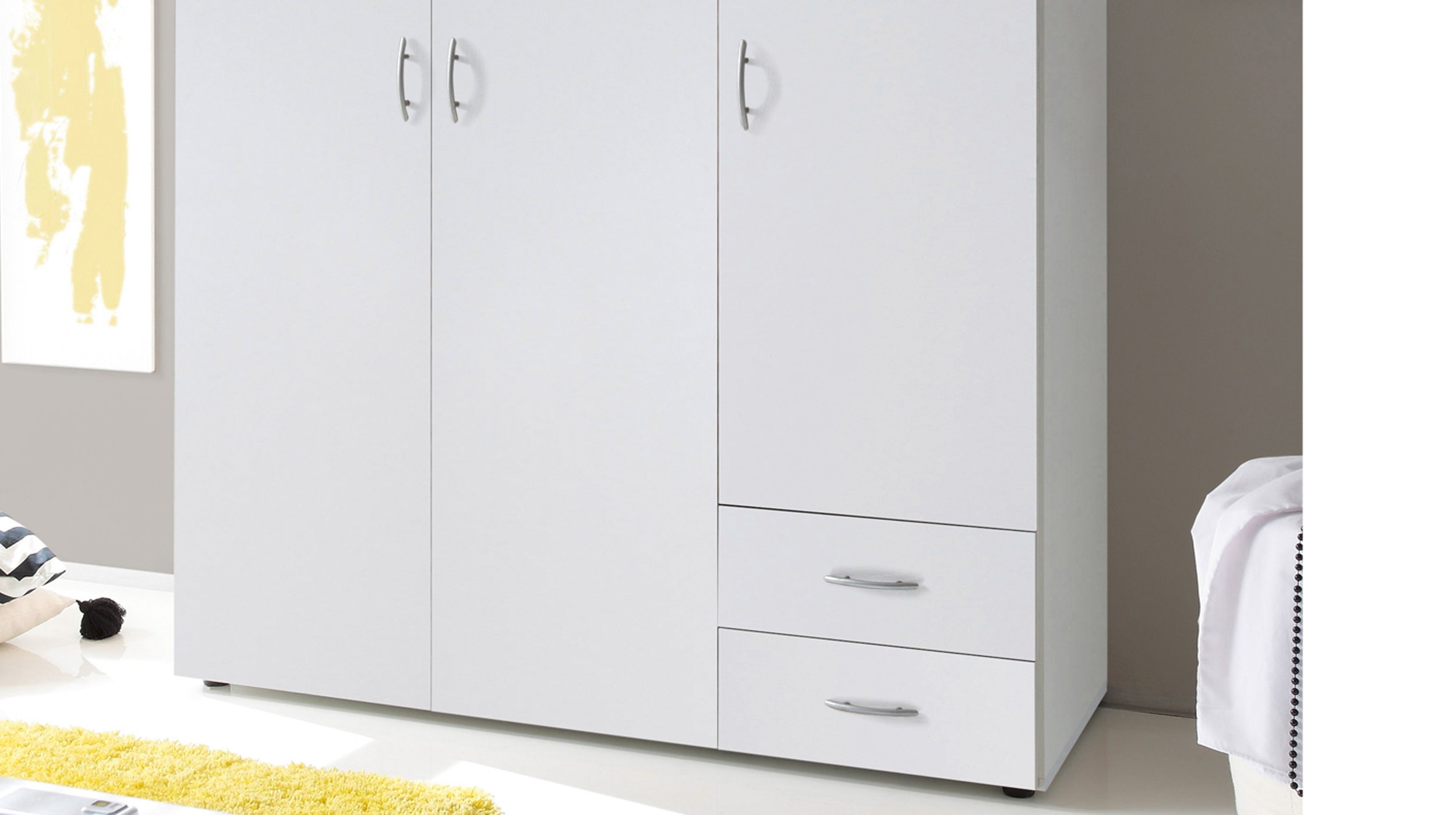 Kleiderschrank Drehtürenschrank weiß 121 cm - BASE 