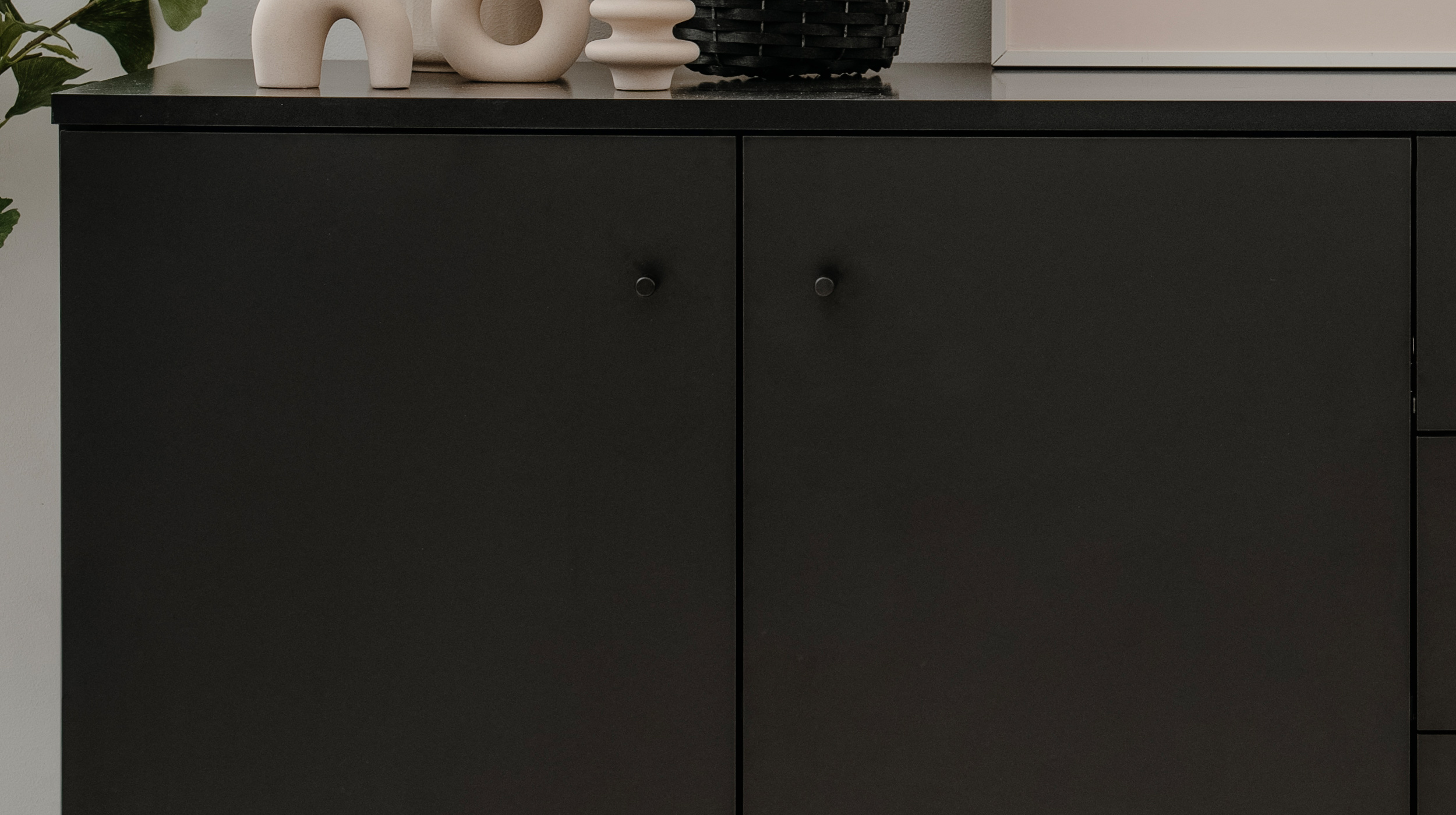 Sideboard schwarz Artisan Eiche - 4 Schubladen 160 cm - MONZA