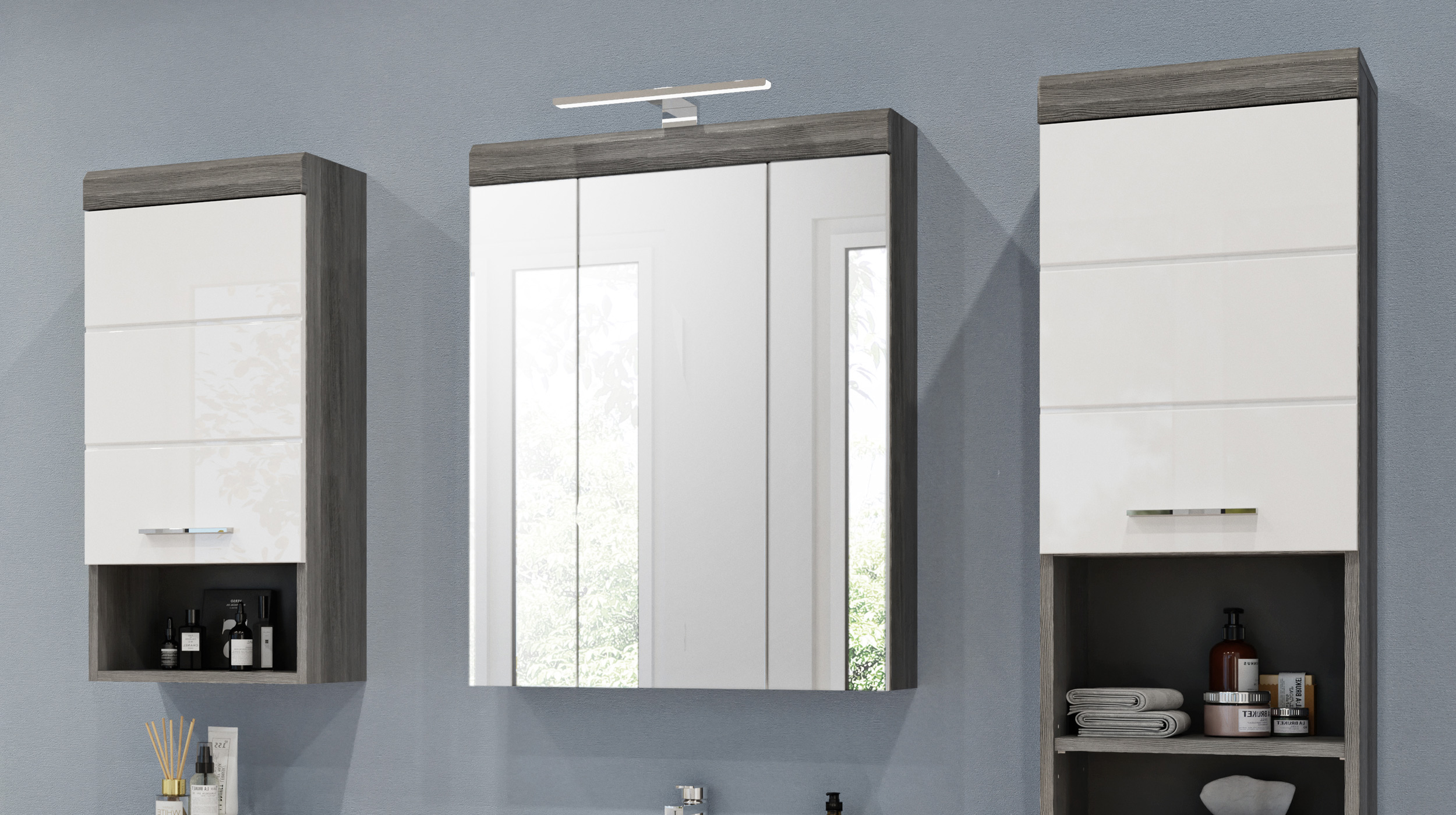 Spiegelschrank grau 60 cm - SCOUT