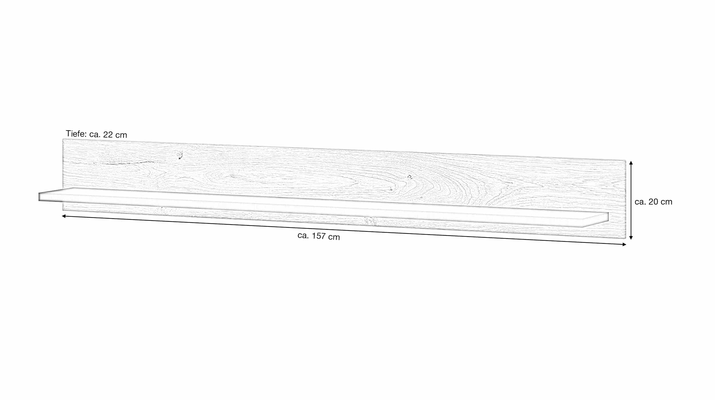 Wandboard Viking Eiche - grau  - 157  cm - GRANO