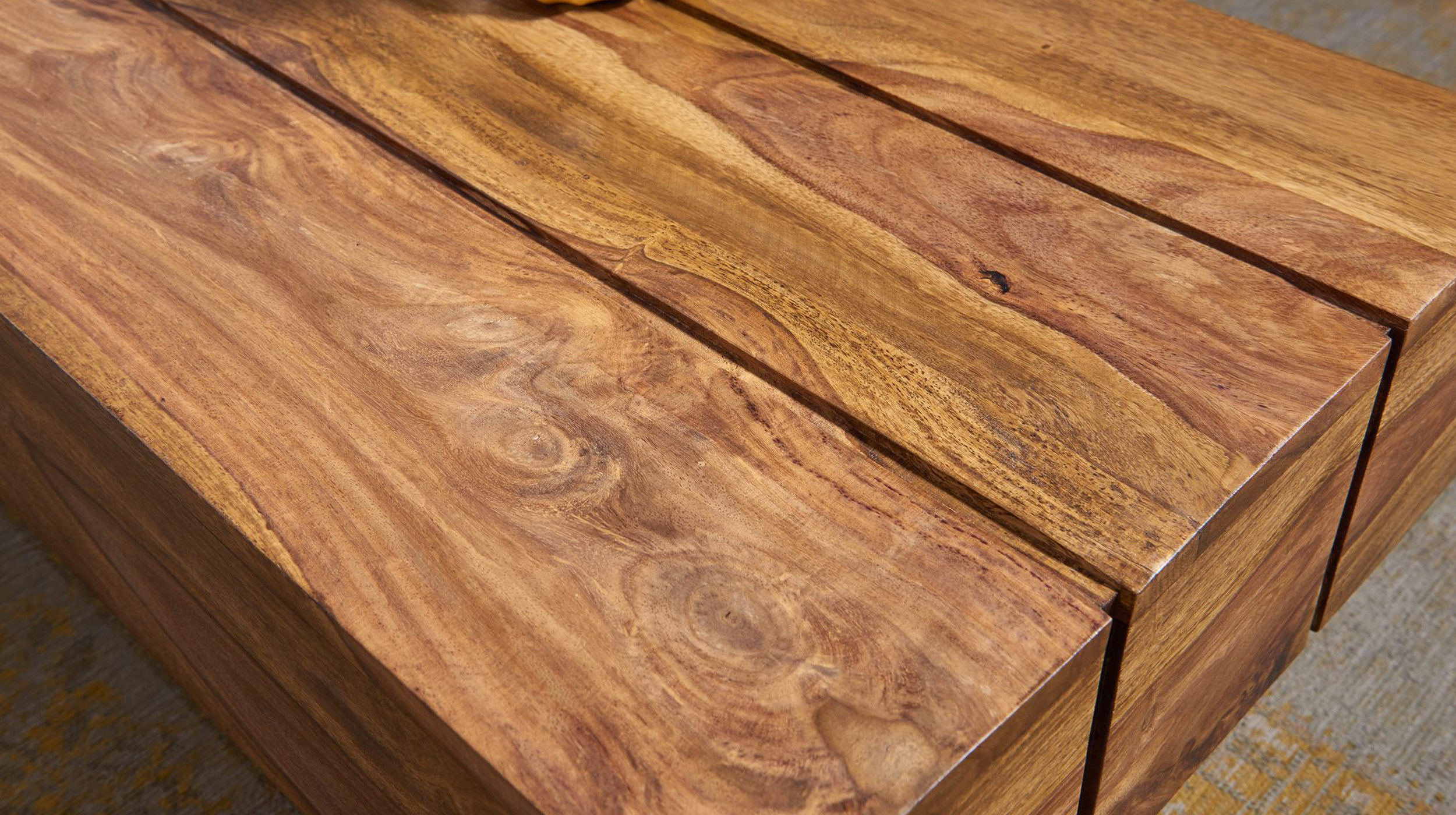 Couchtisch Sheesham massiv gebeizt 120 x 30 cm - ELIN