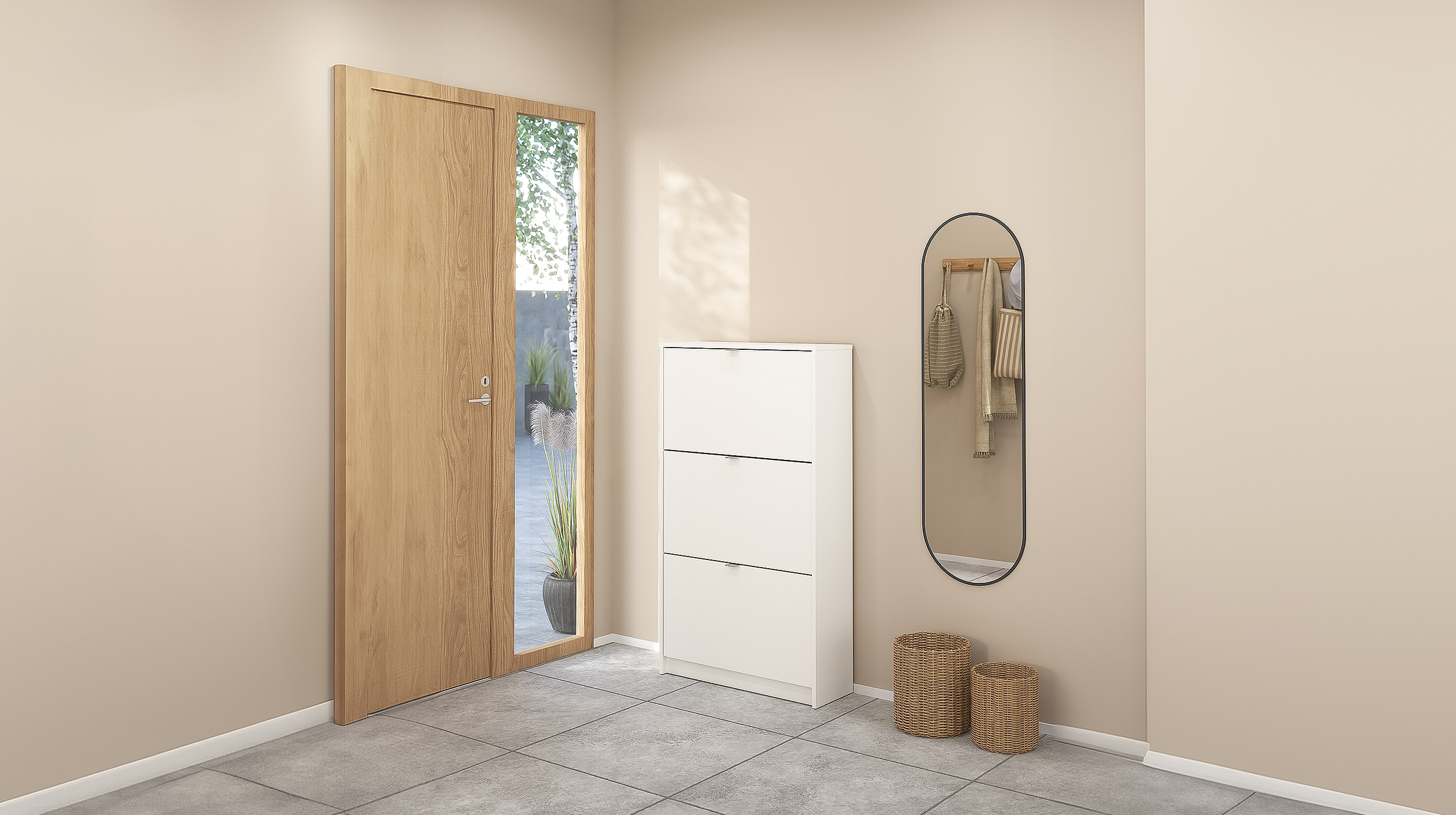 Schuhschrank weiß 3-türig 70 × 124 cm - SHOES