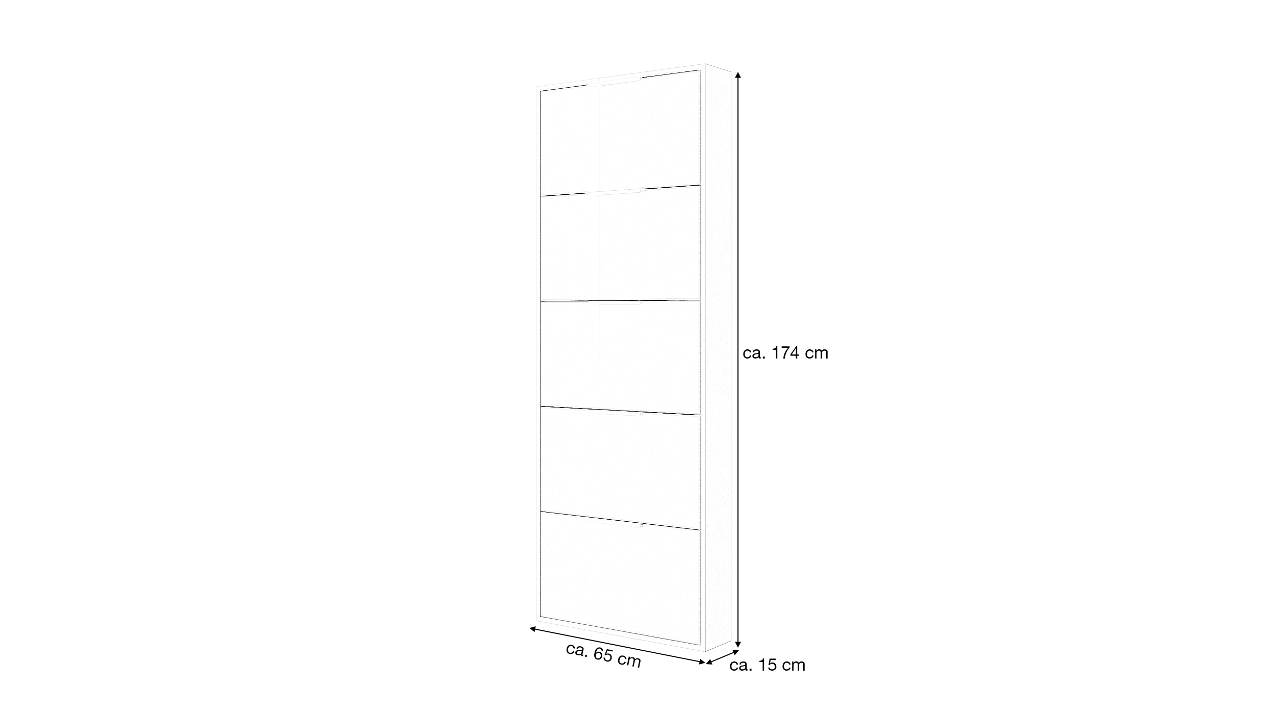 Schuhschrank Artisan Eiche 5-türig 65 x 174 cm - ESPRESSO