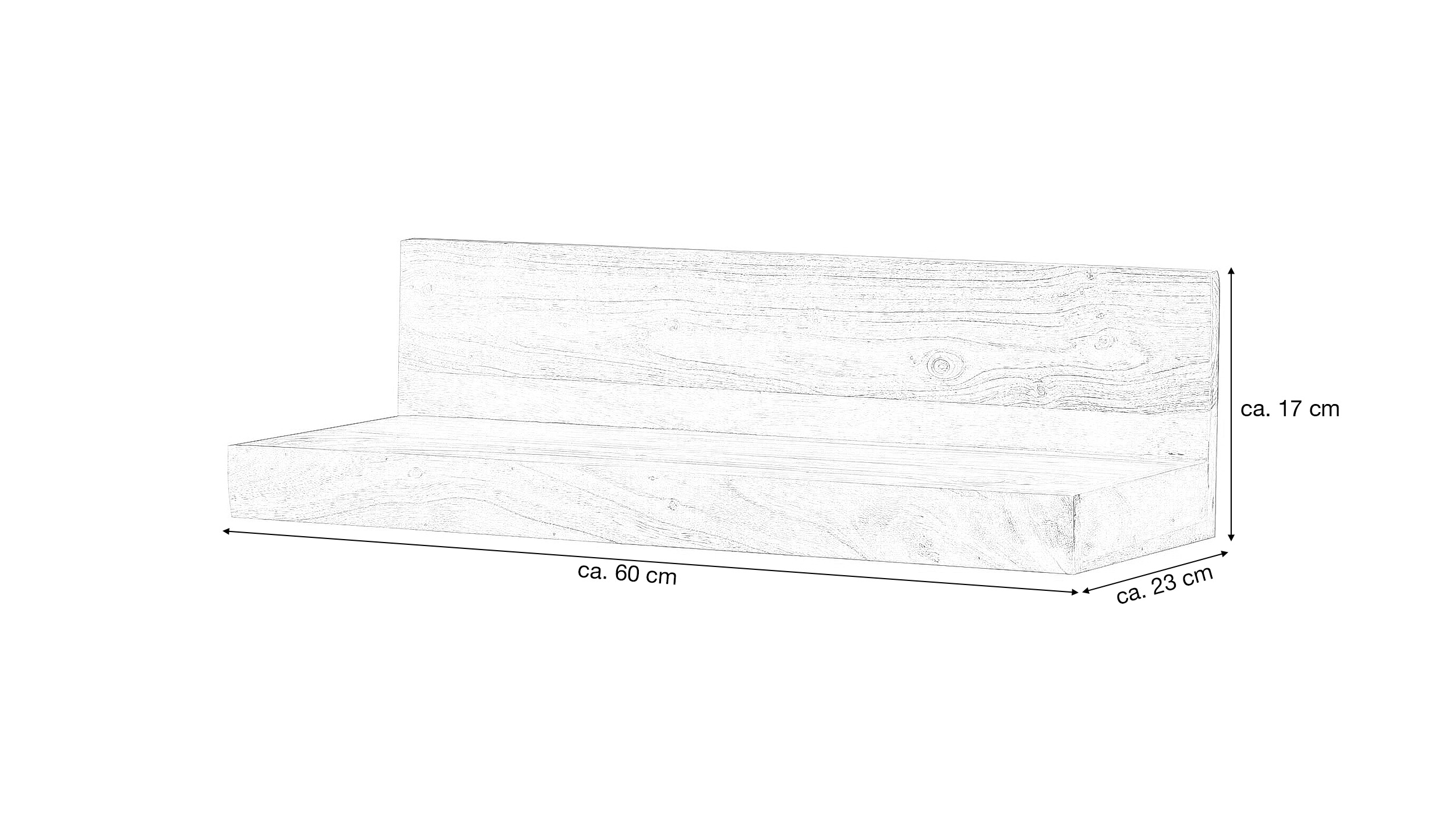 Wandboard Sheesham massiv gebeizt - 60 cm - MIKKEL