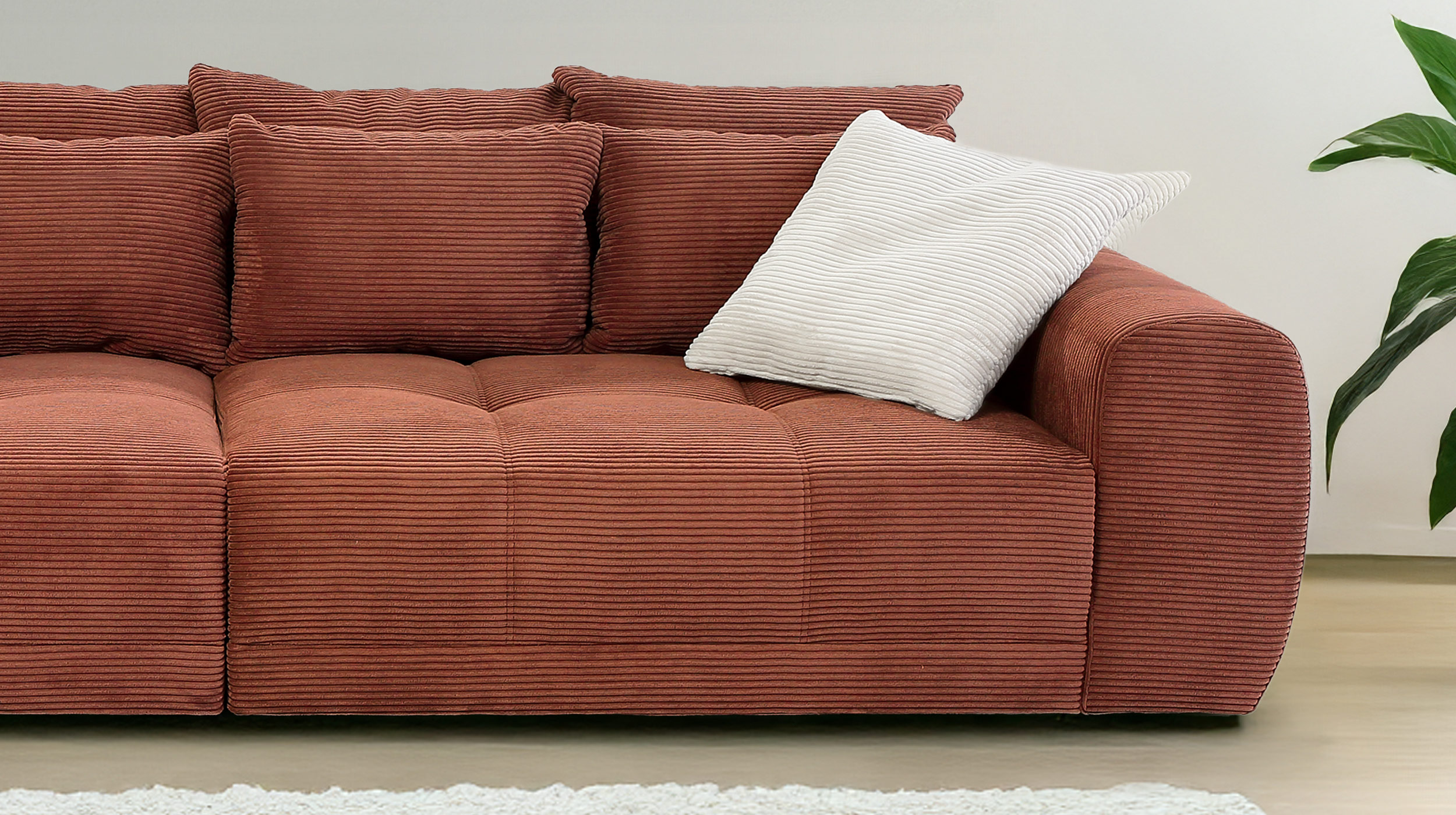 Big Sofa Cord rost - 308 cm - Federkern - JANNI