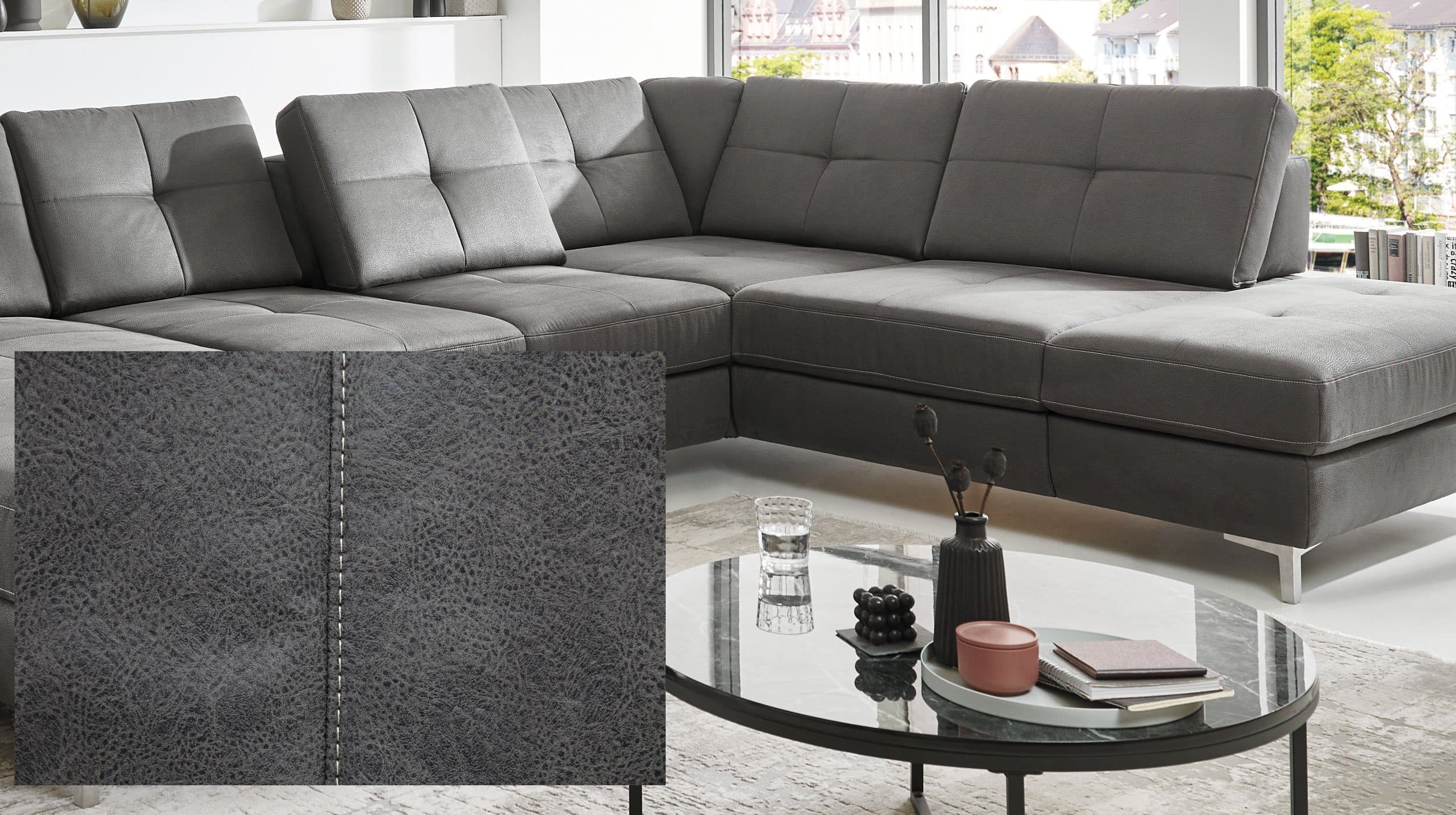 Couchliebe® Wohnlandschaft planbar - grau - Basis Version - SEATTLE