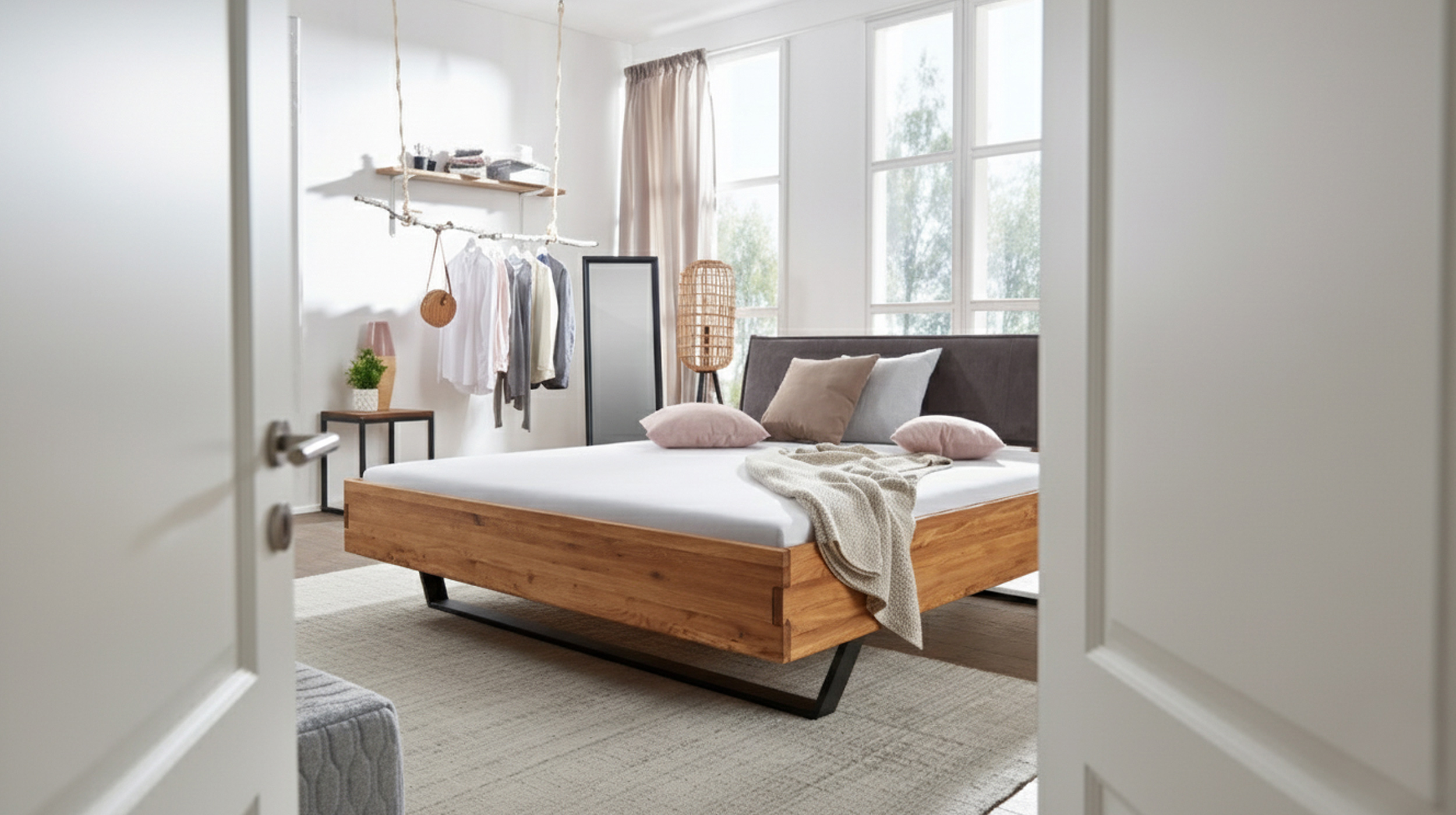 Massivholzbett 180 cm in Wildeiche geölt - AMIRA