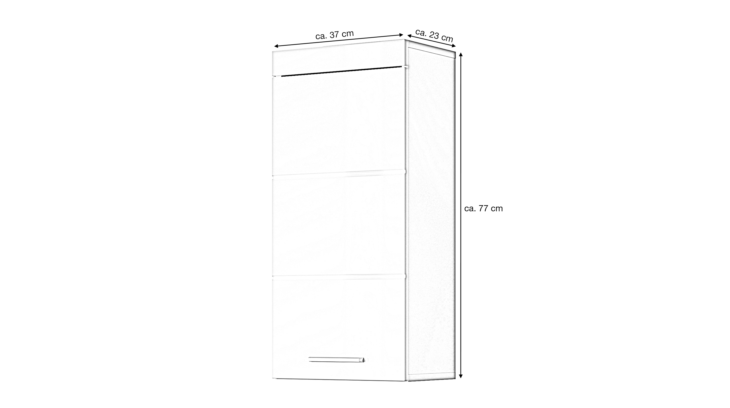 Bad Hängeschrank weiß hochglanz Breite 37 cm - AMANDA