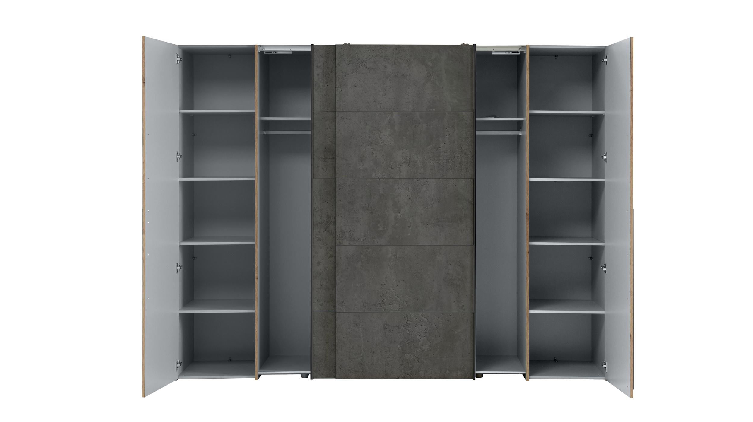 Kleiderschrank Artisan Eiche - grau - 270 cm - Schwebetüren NARAGO