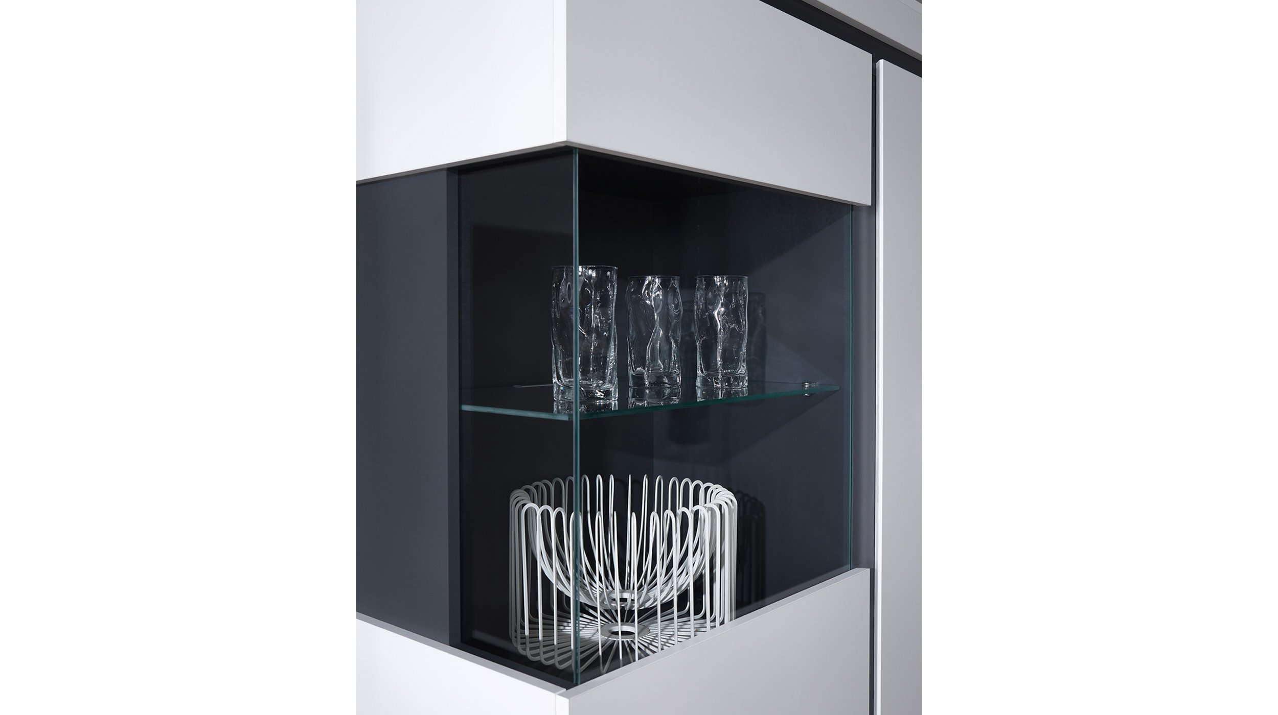 Vitrine mit Glastür alpinweiß B 104 x H 164 cm - CAMPANIA