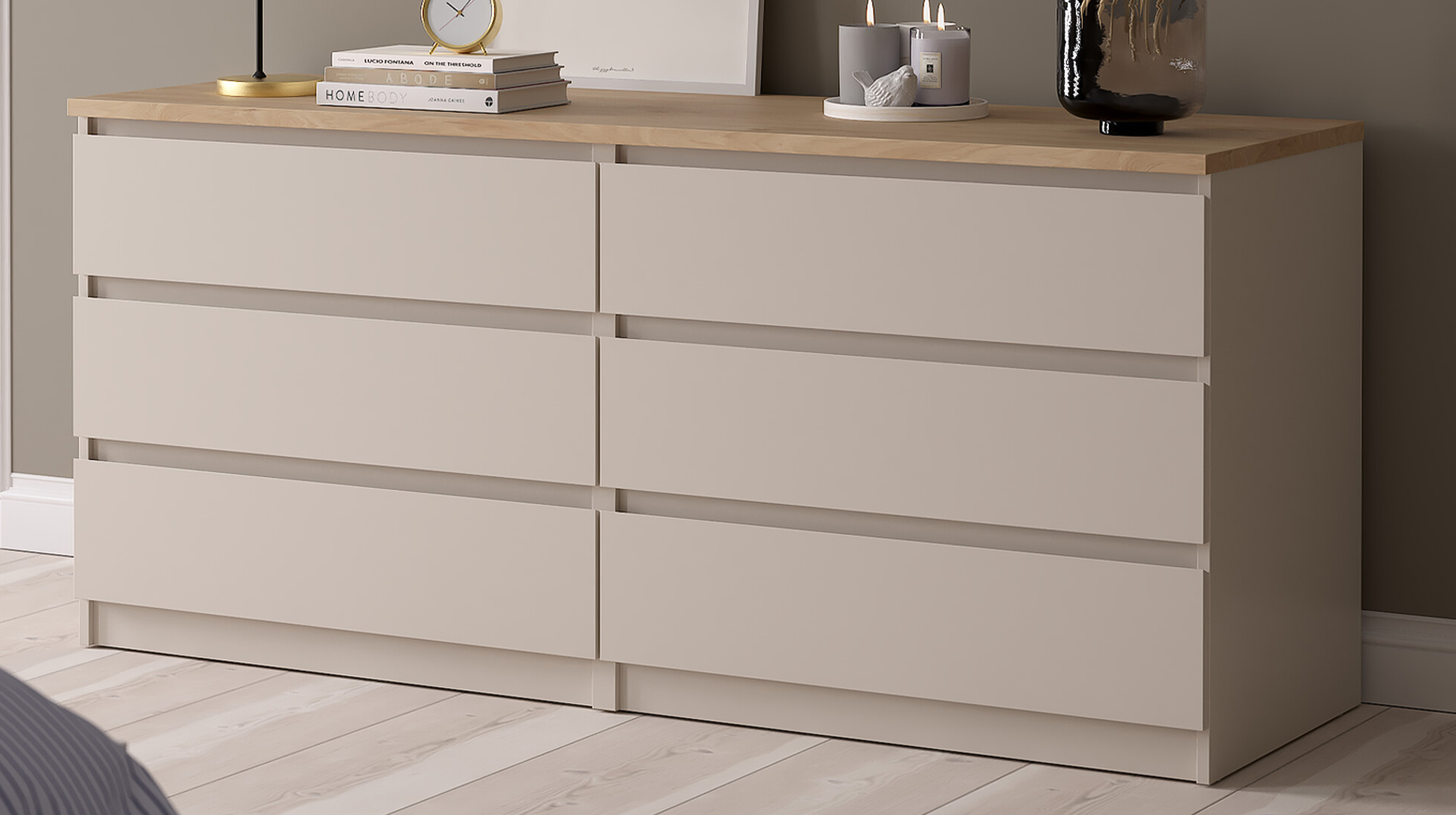 Kommode mit 6 Schubladen beige - Jackson Hickory 154 cm - NAIA Kommode mit 6 Schubladen beige - Jackson Hickory 154 cm - NAIA