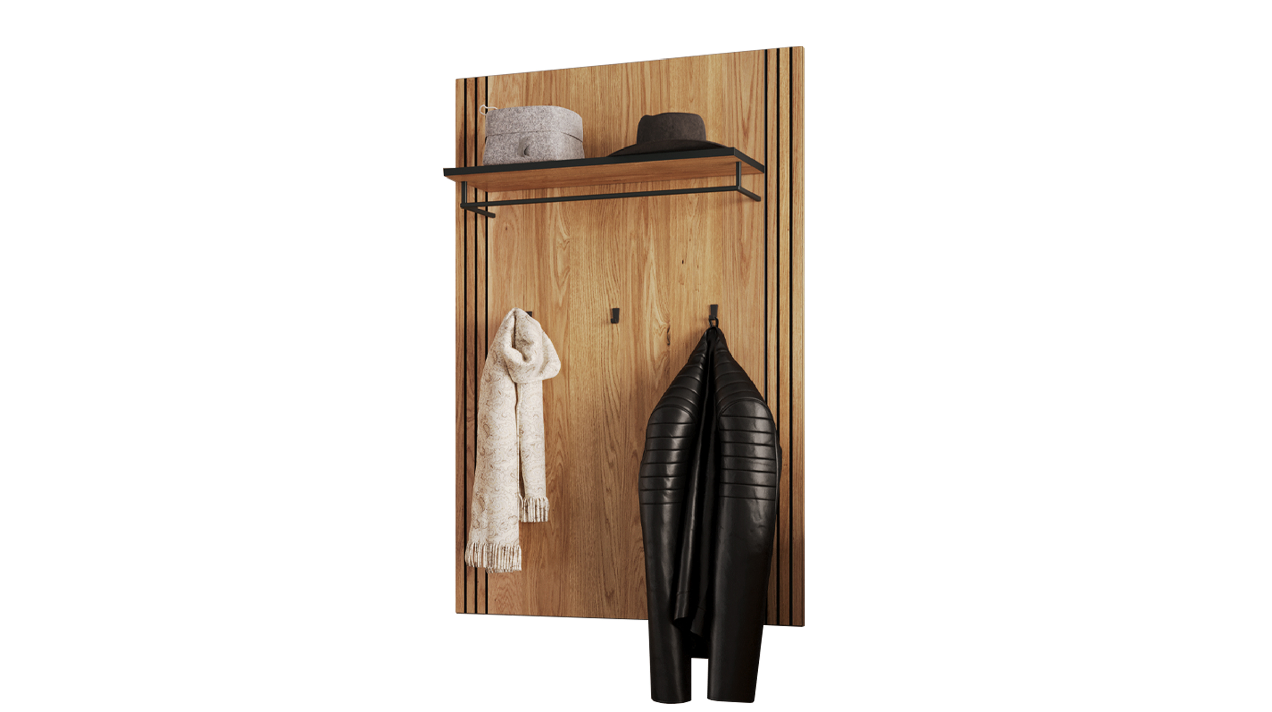 Wandgarderobe Paneele Eiche teilmassiv geölt 82 cm - BELLA Wandgarderobe Paneele Eiche teilmassiv geölt 82 cm - BELLA