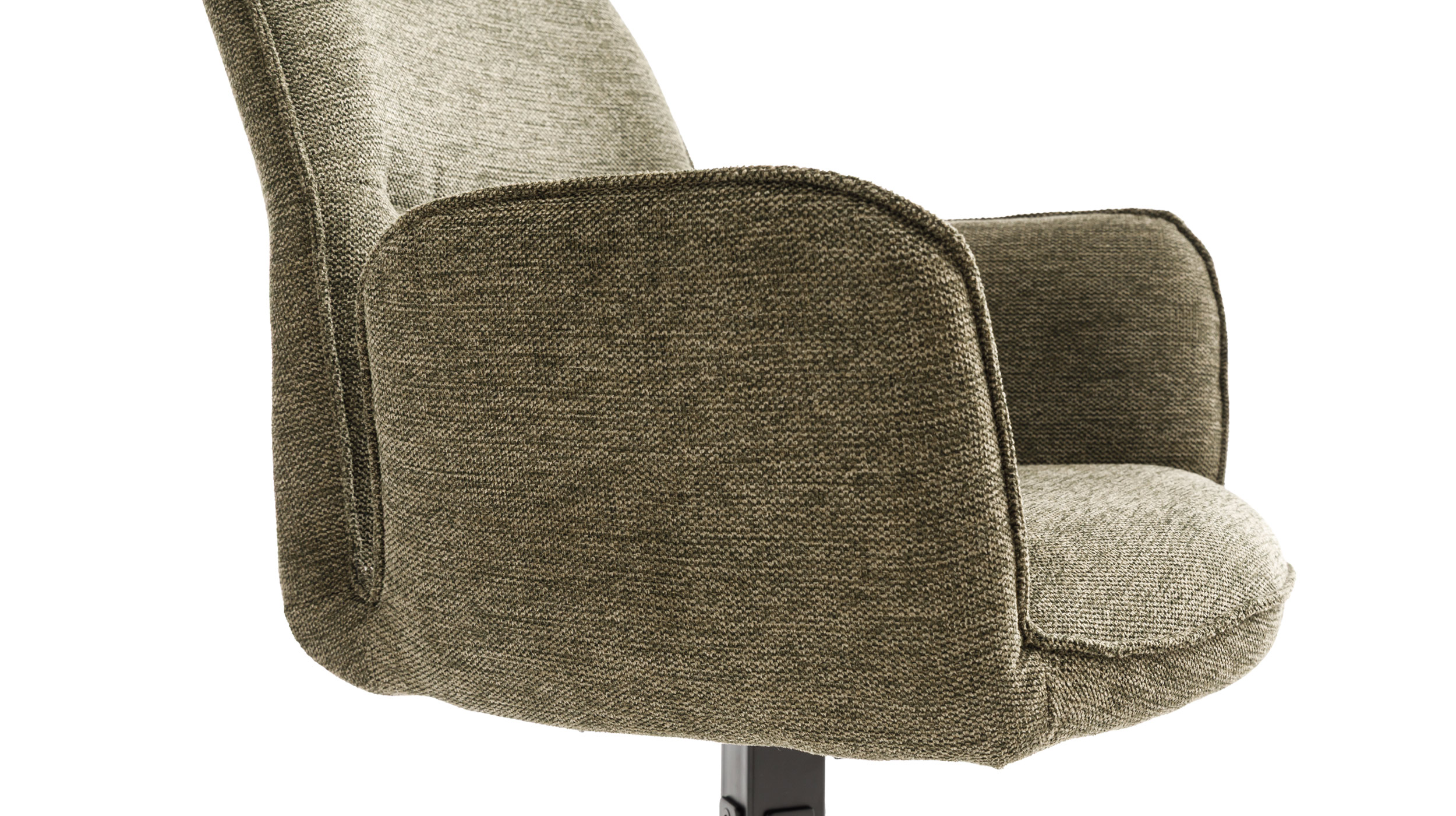 Armlehnstuhl olive Drehstuhl Stoffbezug Chenille Optik - GREYTON