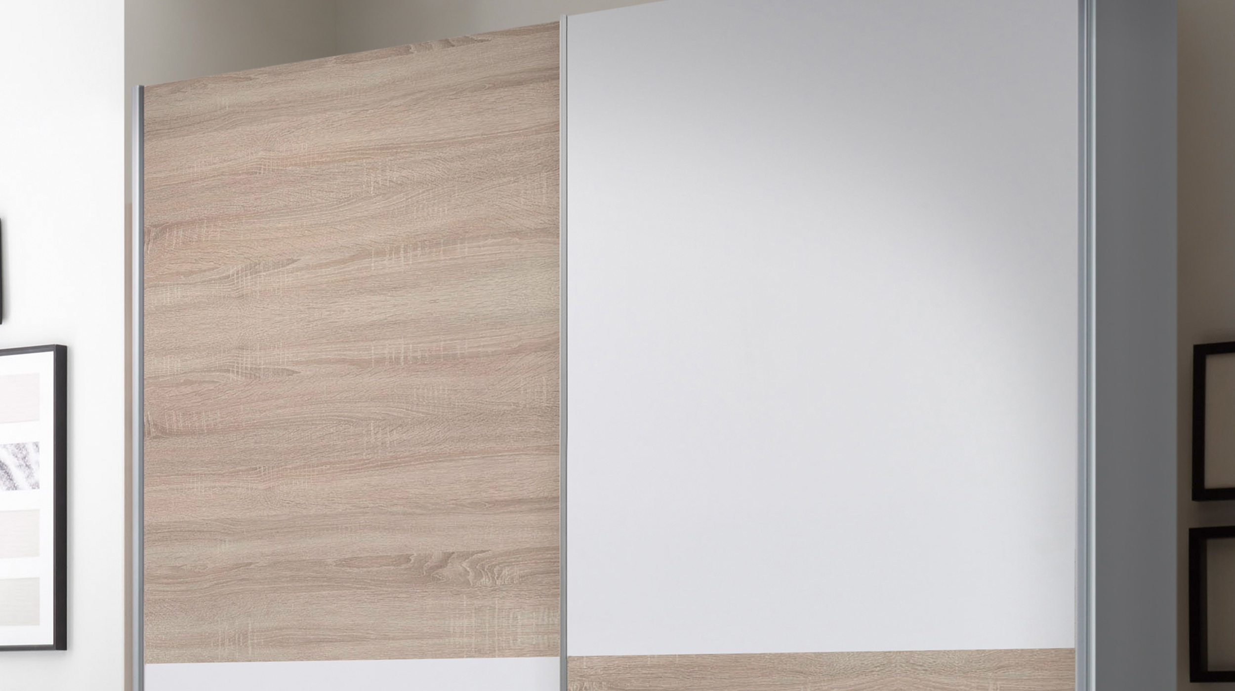 Schwebetürenschrank Sonoma Eiche - weiß 170 cm - TIME