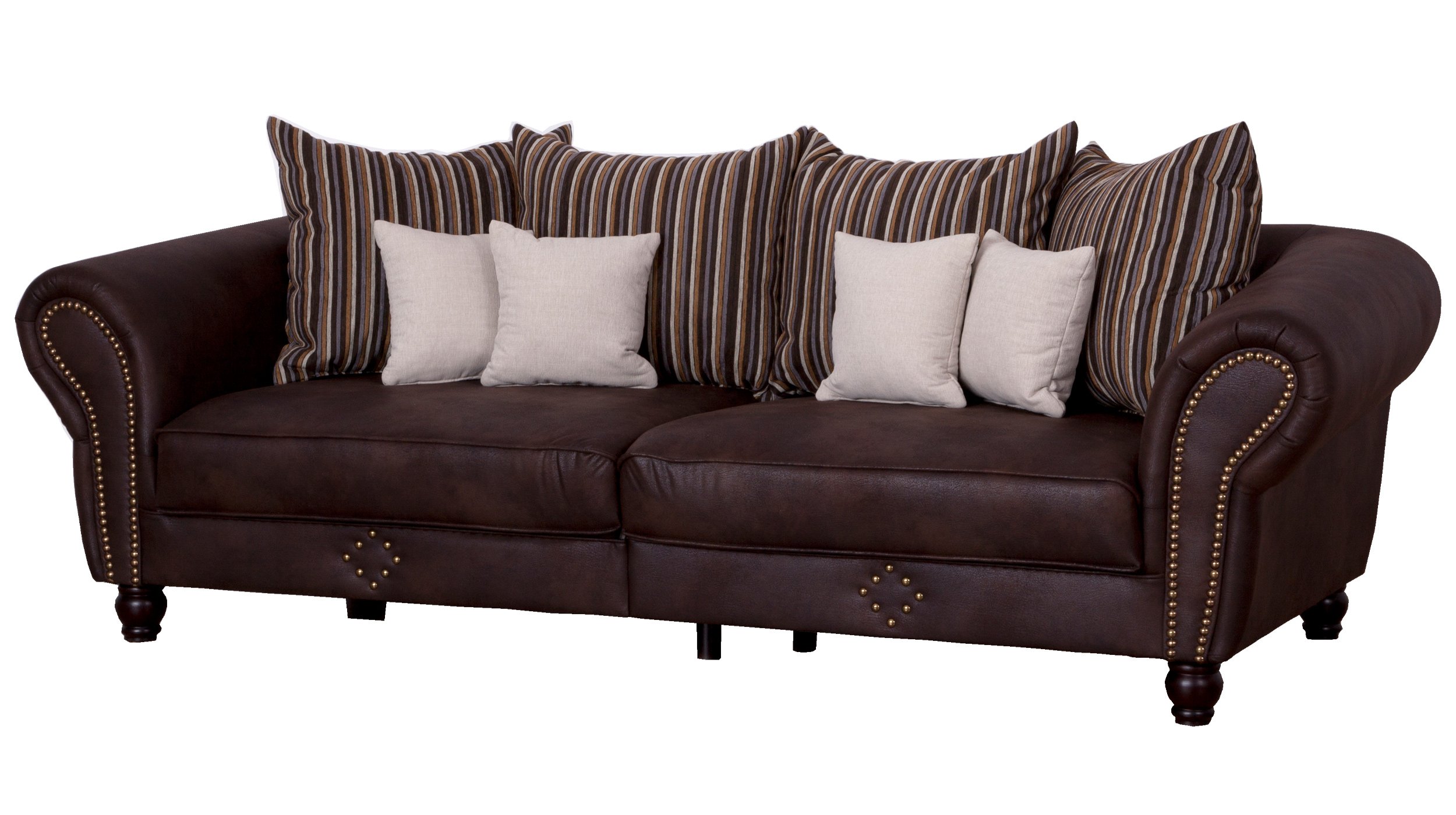 Big Sofa braun Lederlook 253 cm inkl. Kissen - CARLOS