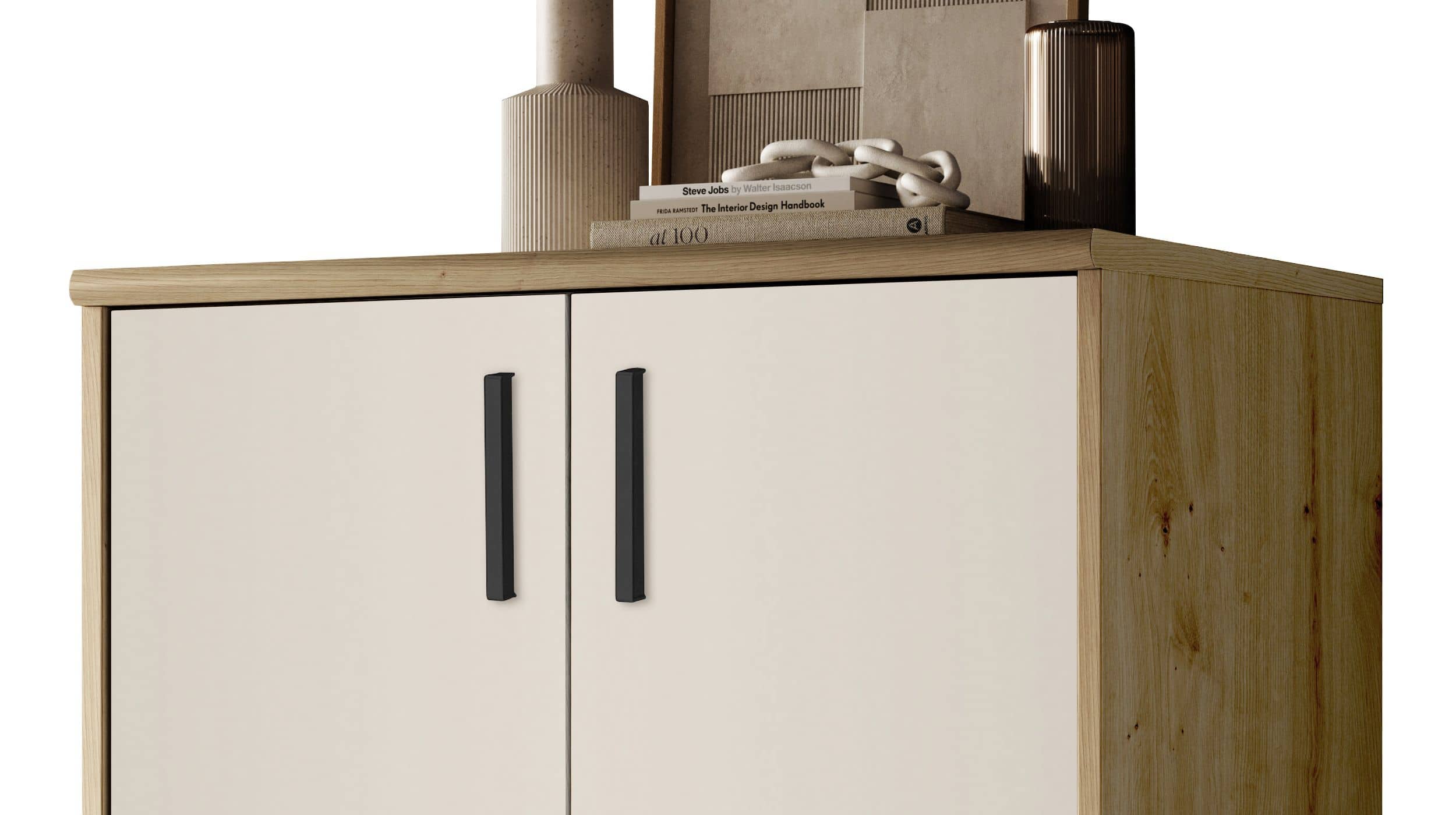 Kommode beige - Artisan Eiche 74 x 50 cm - 2-türig - NELLY