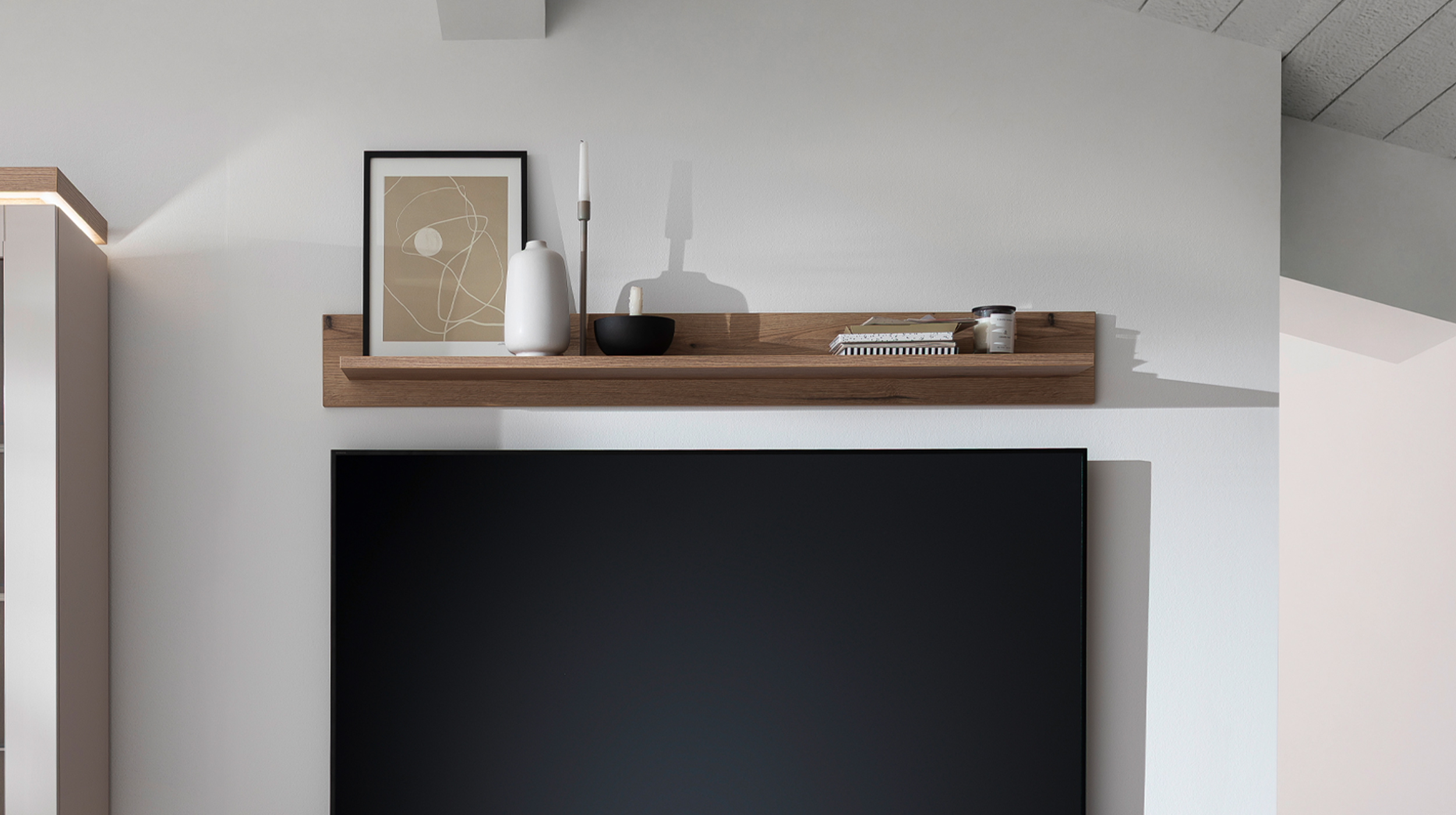 Wohnwand Evoke Eiche 278 cm - LED-Beleuchtung - REMOLINO 