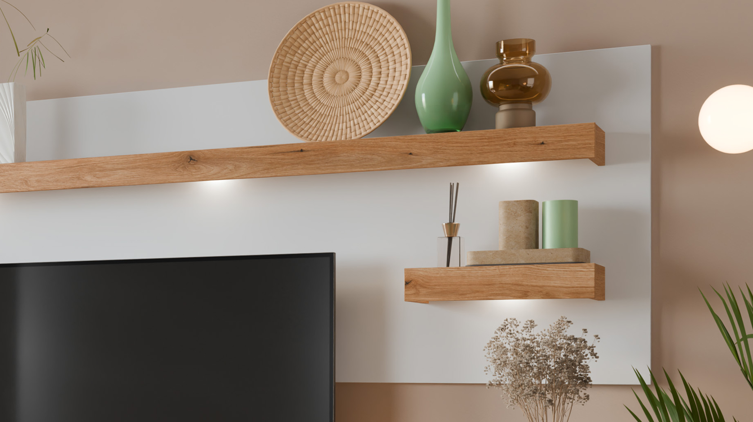 Wandboard weiß Hochglanz - Coast Evoke Eiche 216 cm - ORETA
