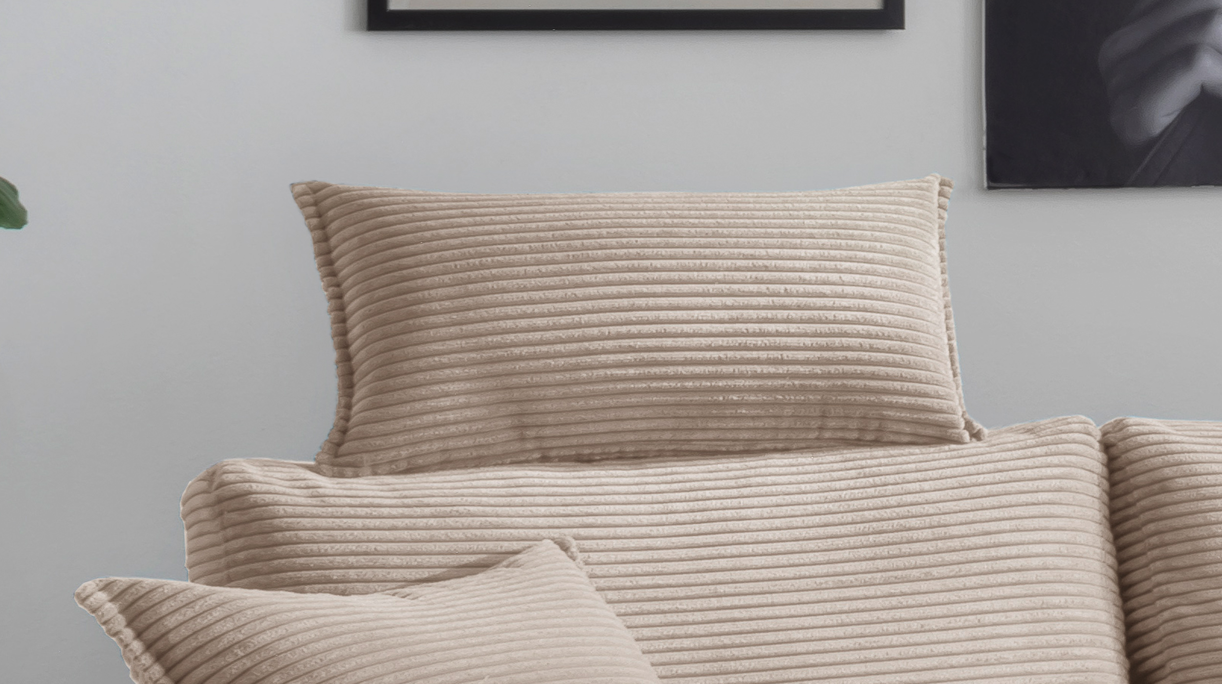 Kopfstütze Cord beige - 50 x 25 cm - SUMMER