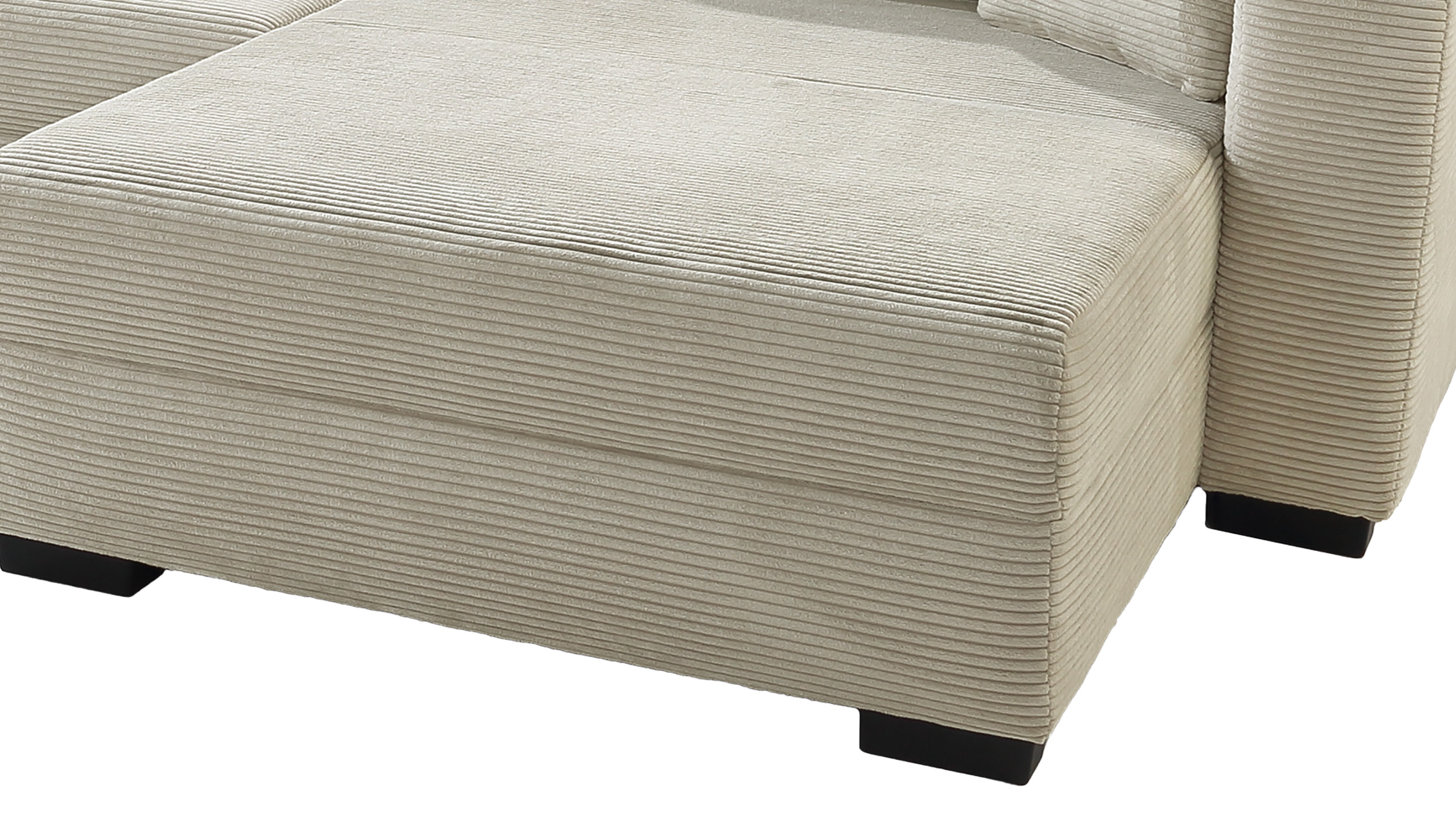 Wohnlandschaft Cord beige Schlaffunktion 342 cm - SELMA