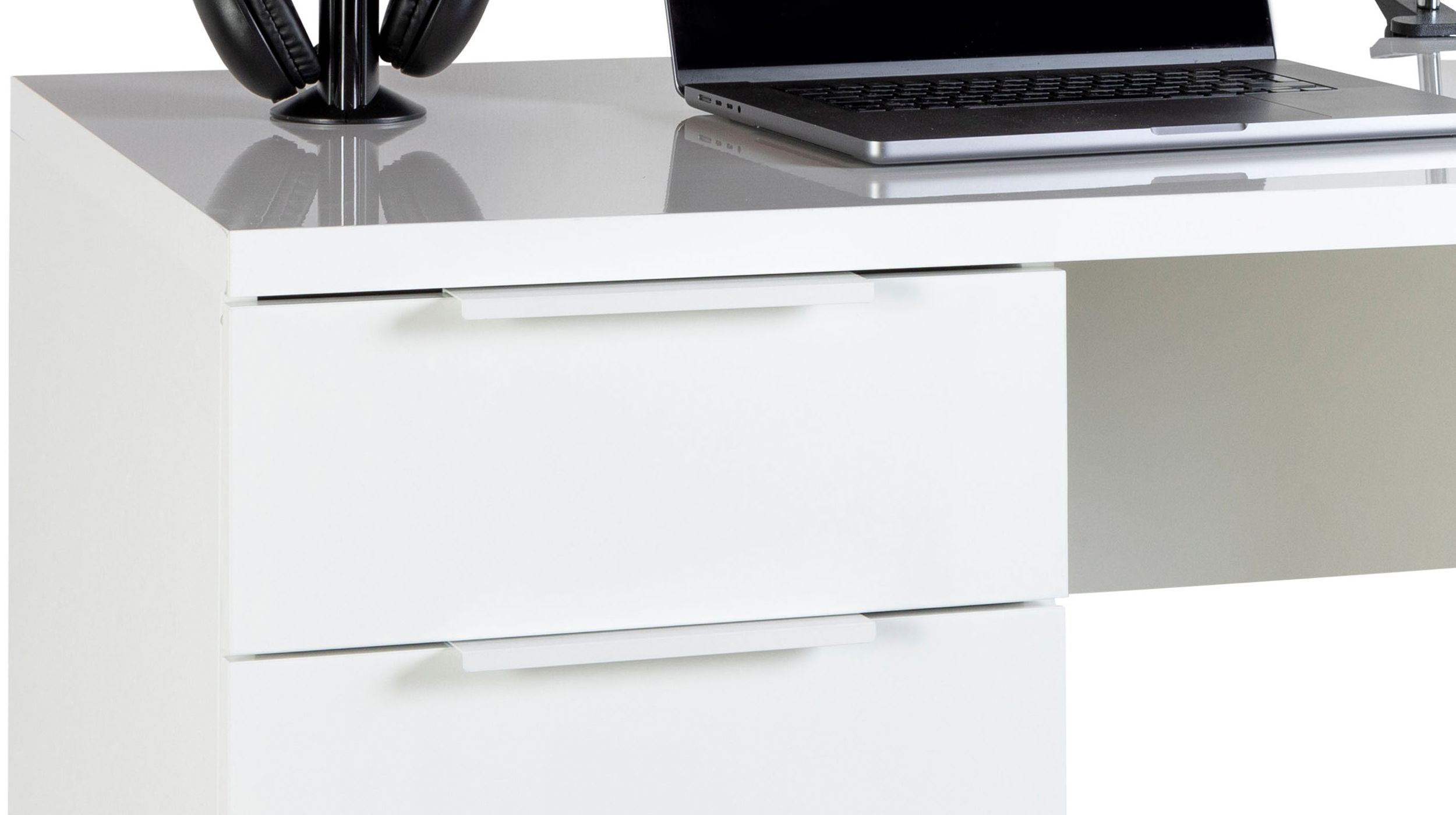 Computerschreibtisch mit Schublade weiß Hochglanz 110 cm - ESPRESSO