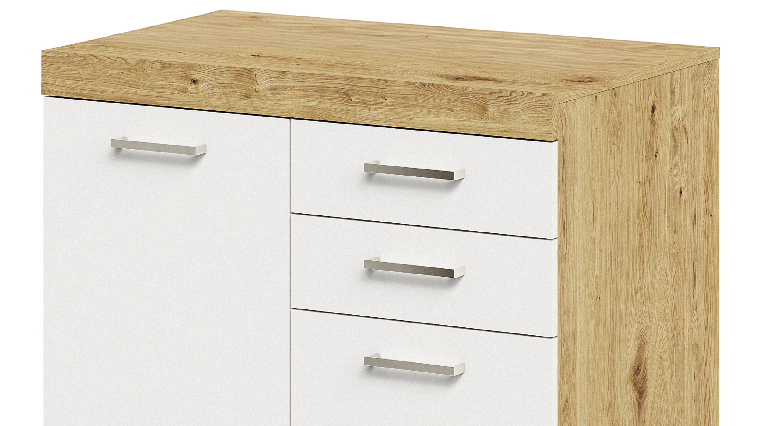 Kommode weiß Artisan Eiche 80 x 50 cm - 2 Schubladen - BRISTOL