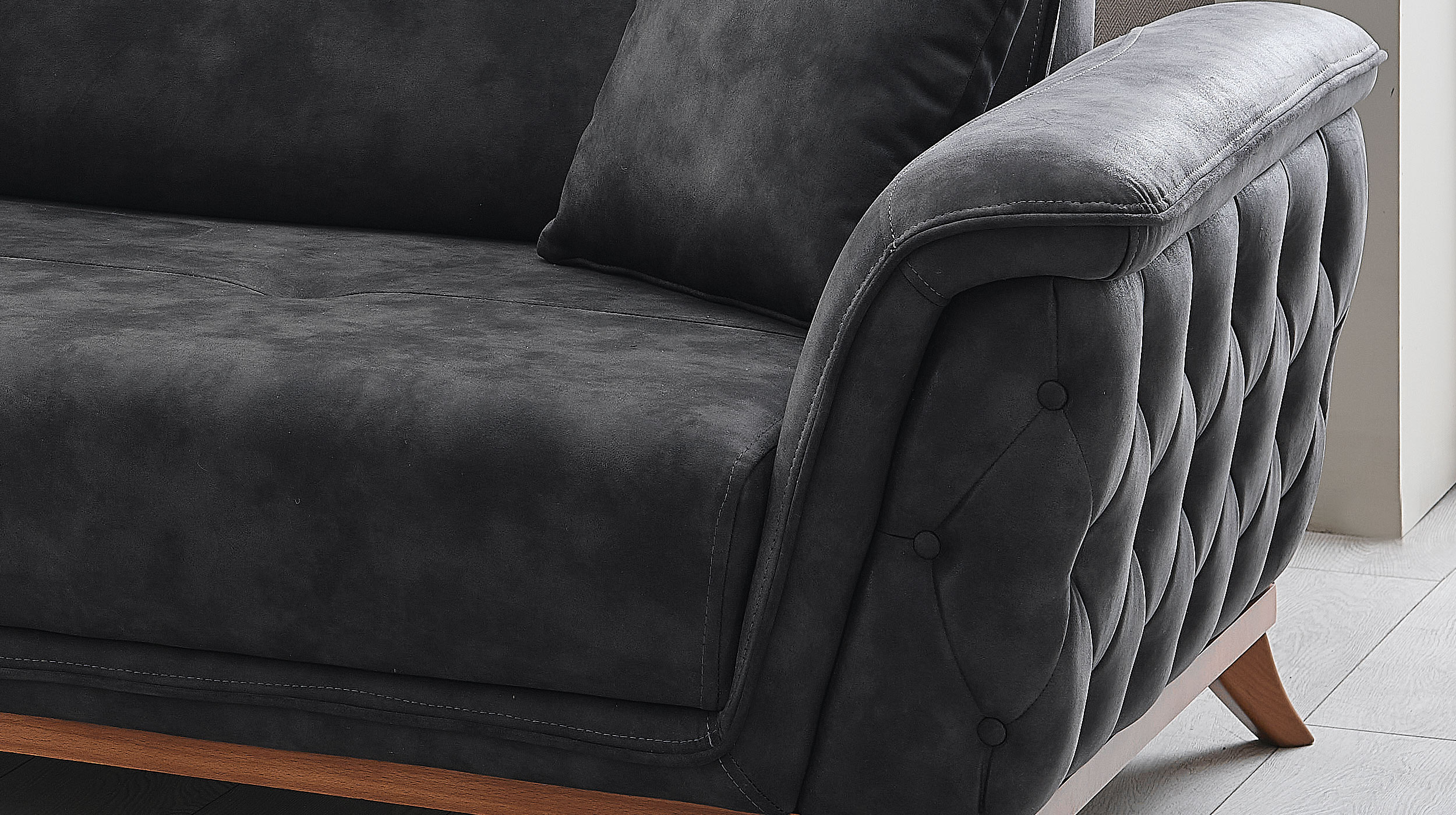 Einzelsofa 3-Sitzer anthrazit 257 cm - ALBERTO