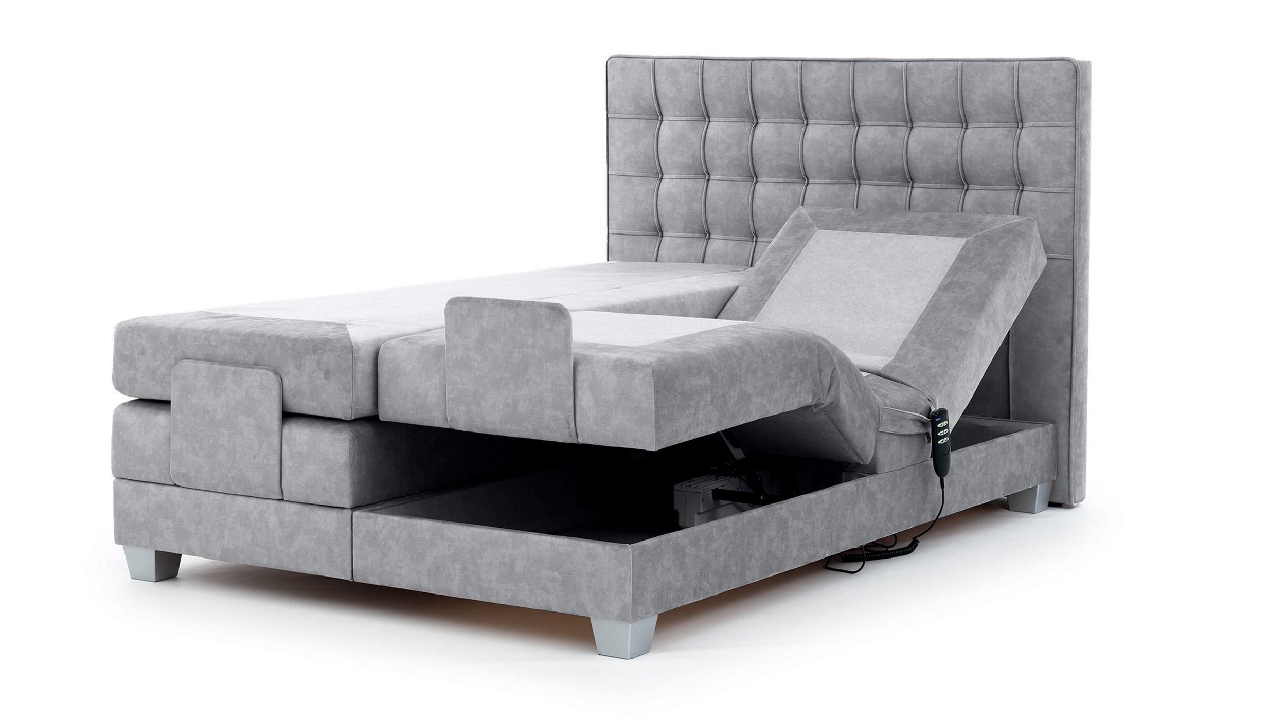 Boxbett 180 x 200 cm grau silber - elektrisch - PLAY ELEKTRYK  