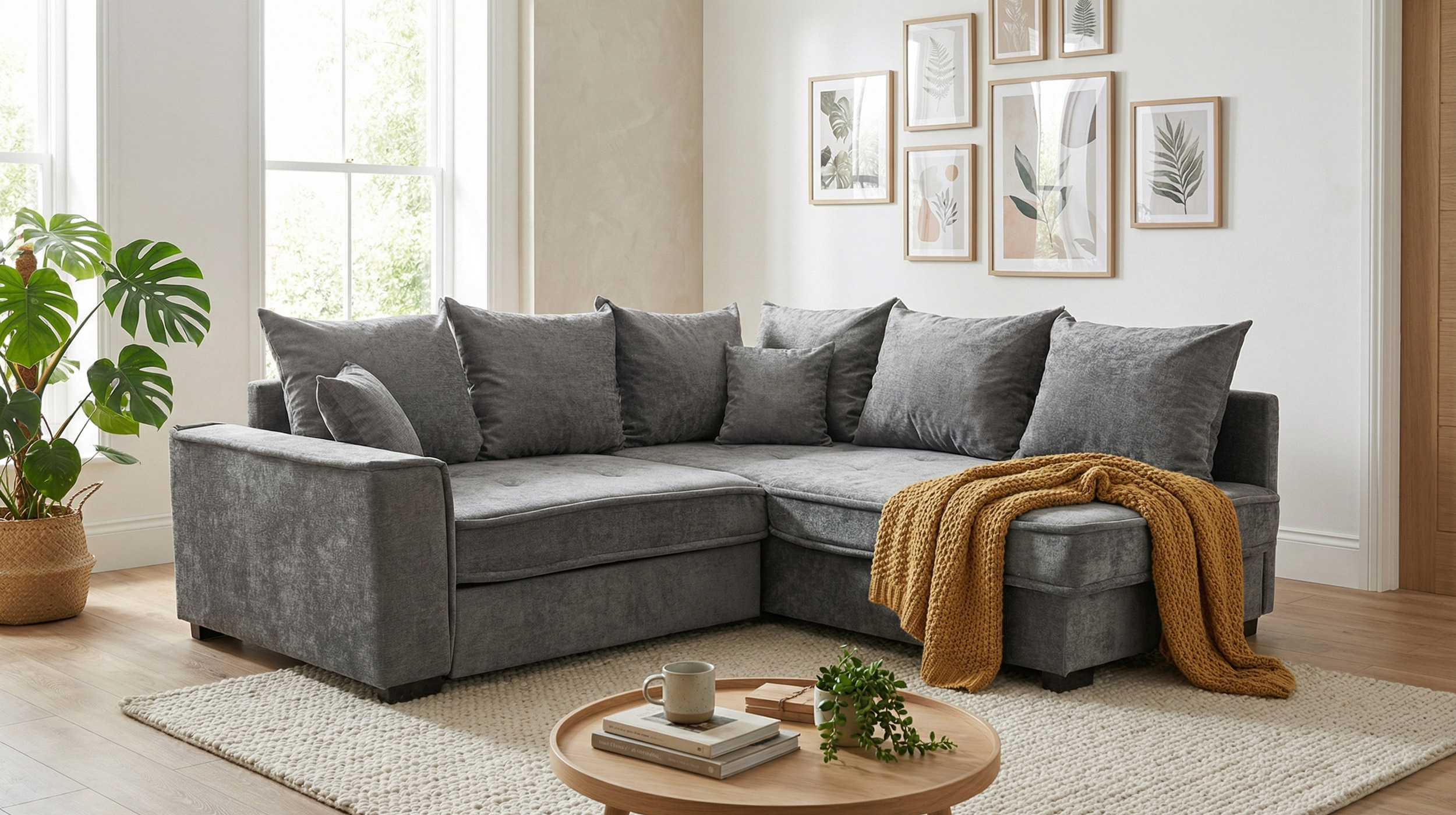 Ecksofa mit Bettkasten anthrazit 232 x 194 cm - MONTEVIDEO