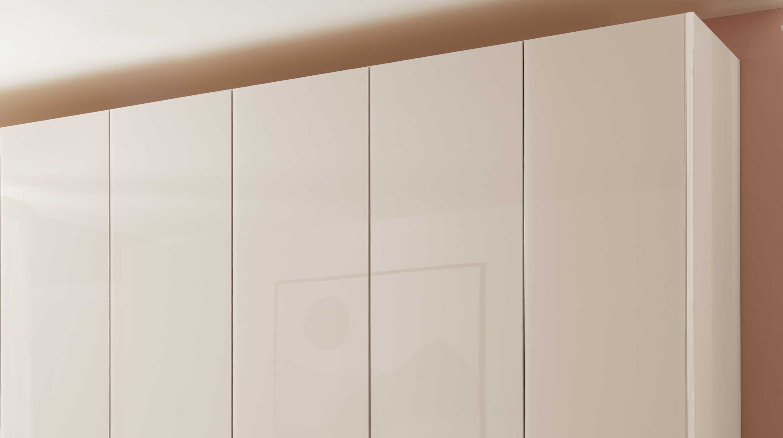 Kleiderschrank beige Glas 300 cm 4-türig - OHIO
