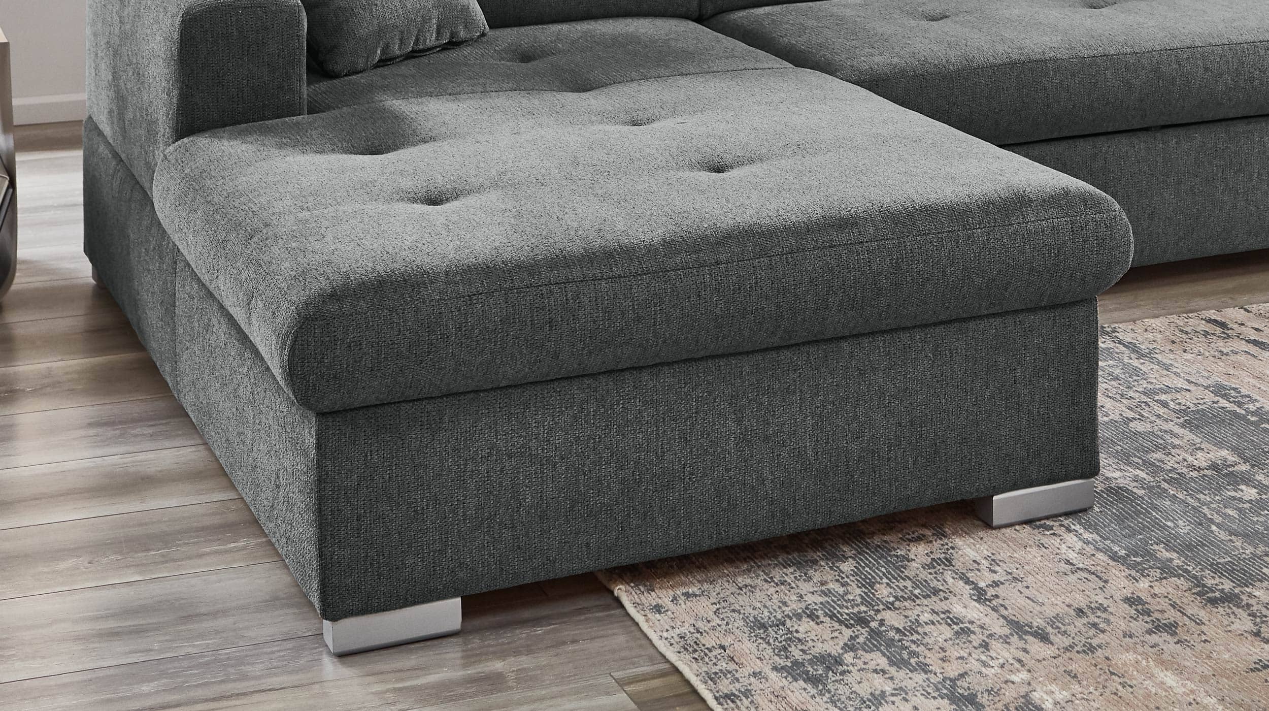 Ecksofa mit Schlaffunktion grau Bettkasten 244 cm - SIGNUM