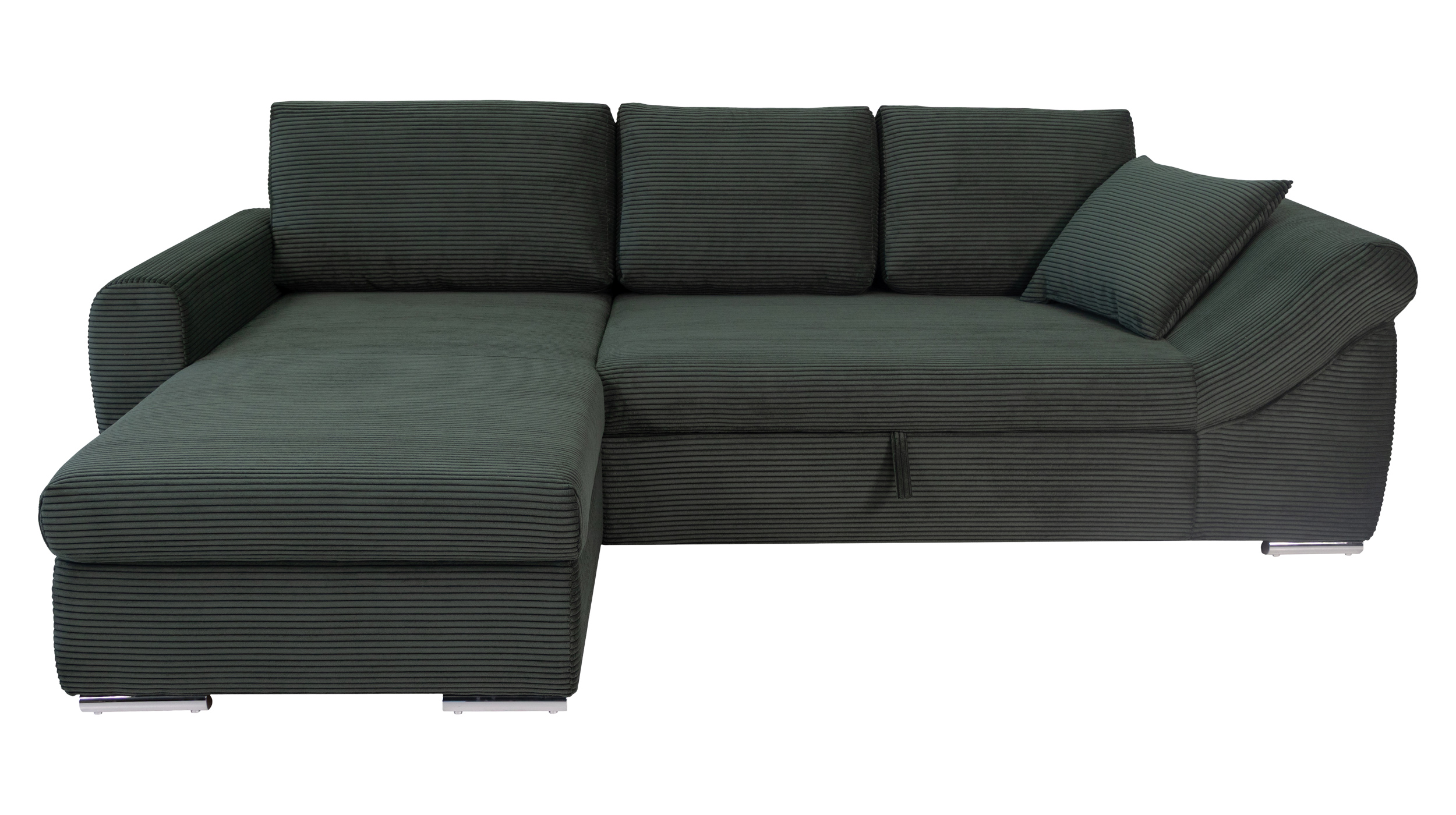 Ecksofa Schlaffunktion Bettkasten grün Cord 261 cm - RAMONA