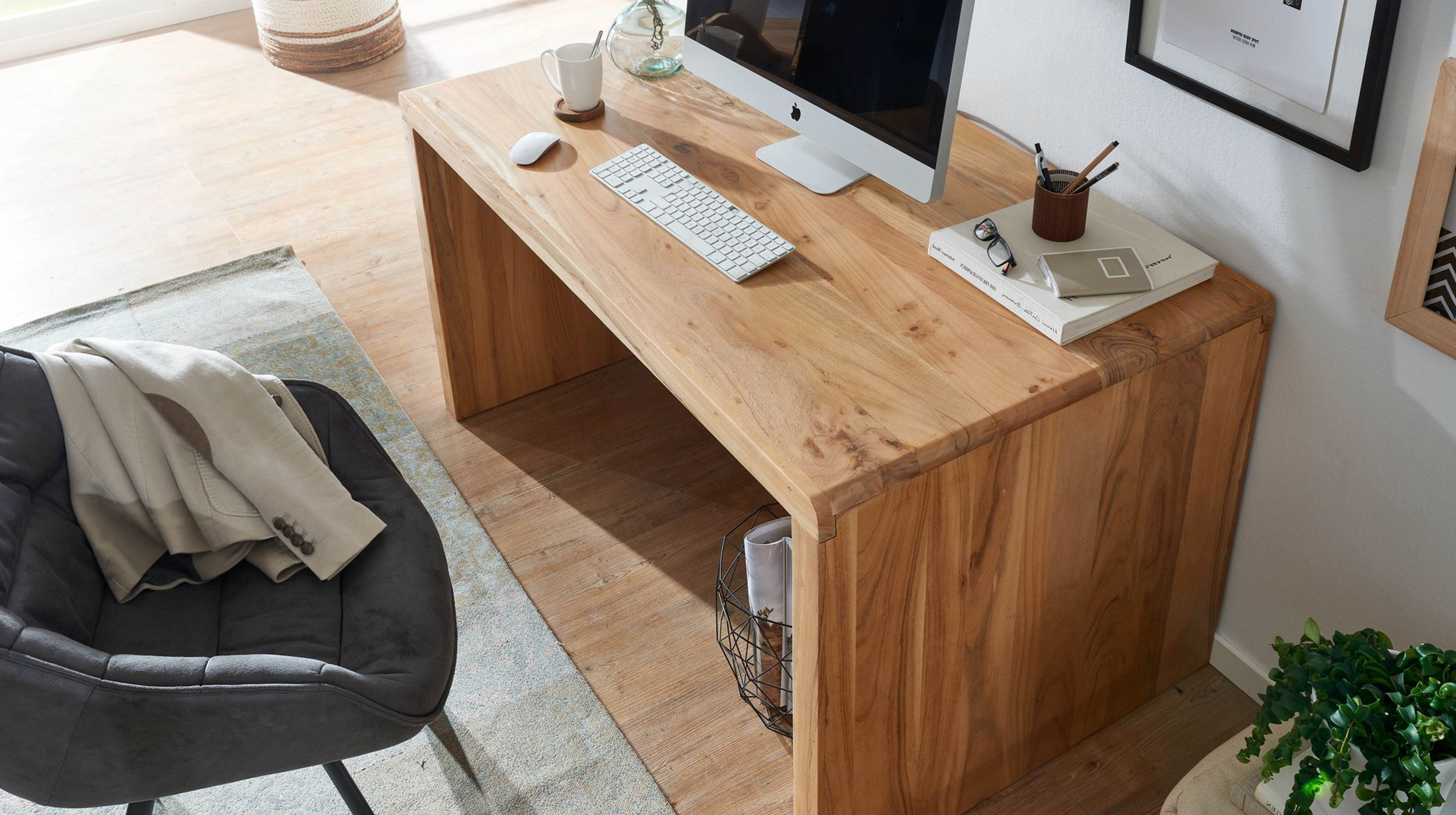 Schreibtisch Akazie Massivholz 160 x 80 cm - BOHATO