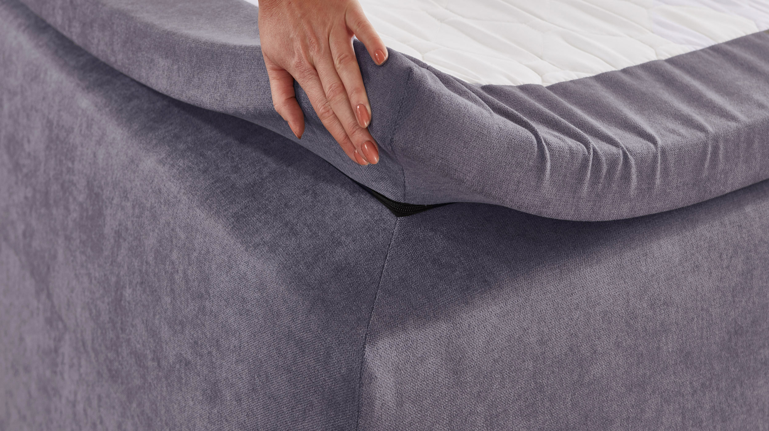 Boxbett 100 x 200 cm grau mit Bettkasten - JEFF