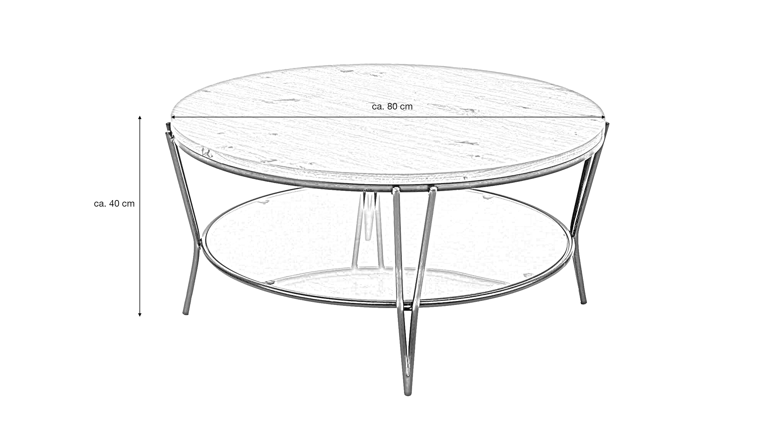 Couchtisch rund 80 cm Artisan Eiche - schwarz - FLORENZ
