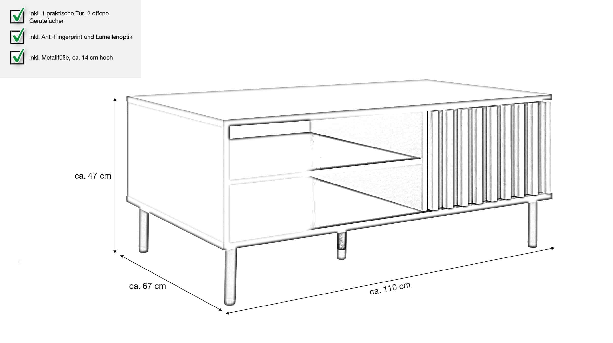 Couchtisch schwarz Artisan Eiche 110 x 67 cm - MONZA