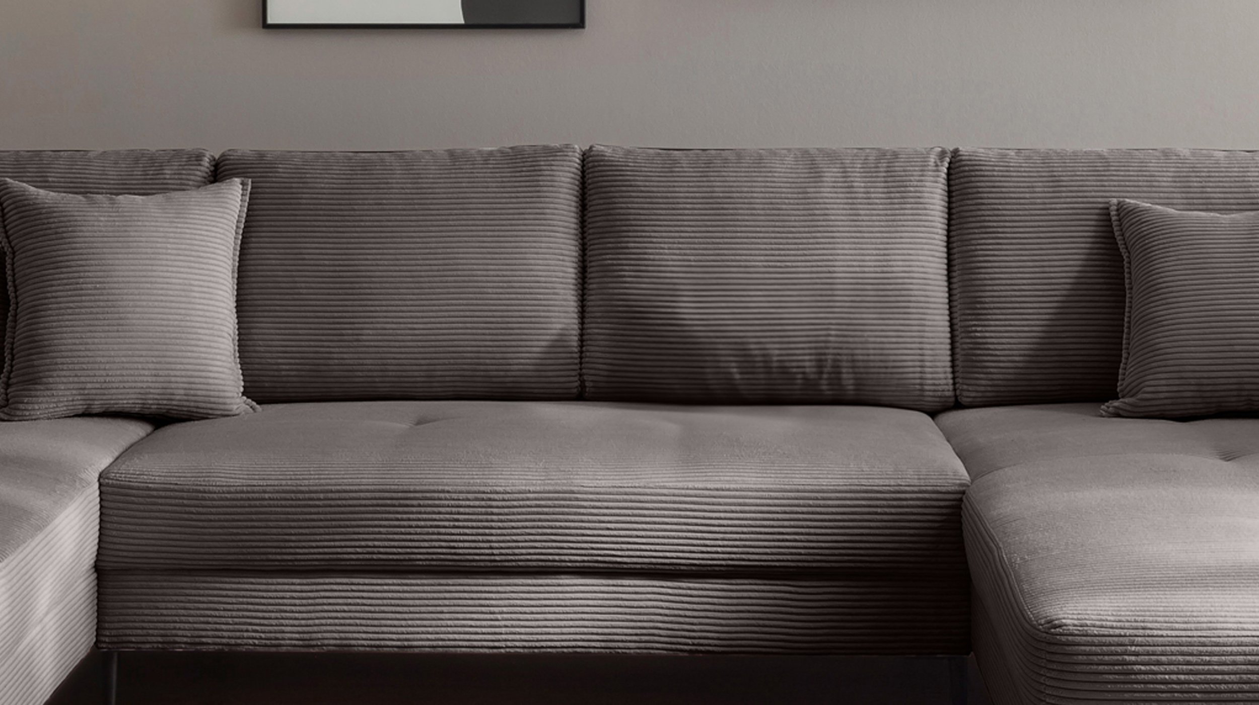 Wohnlandschaft Cord dunkelgrau - 360 cm - SUMMER 
