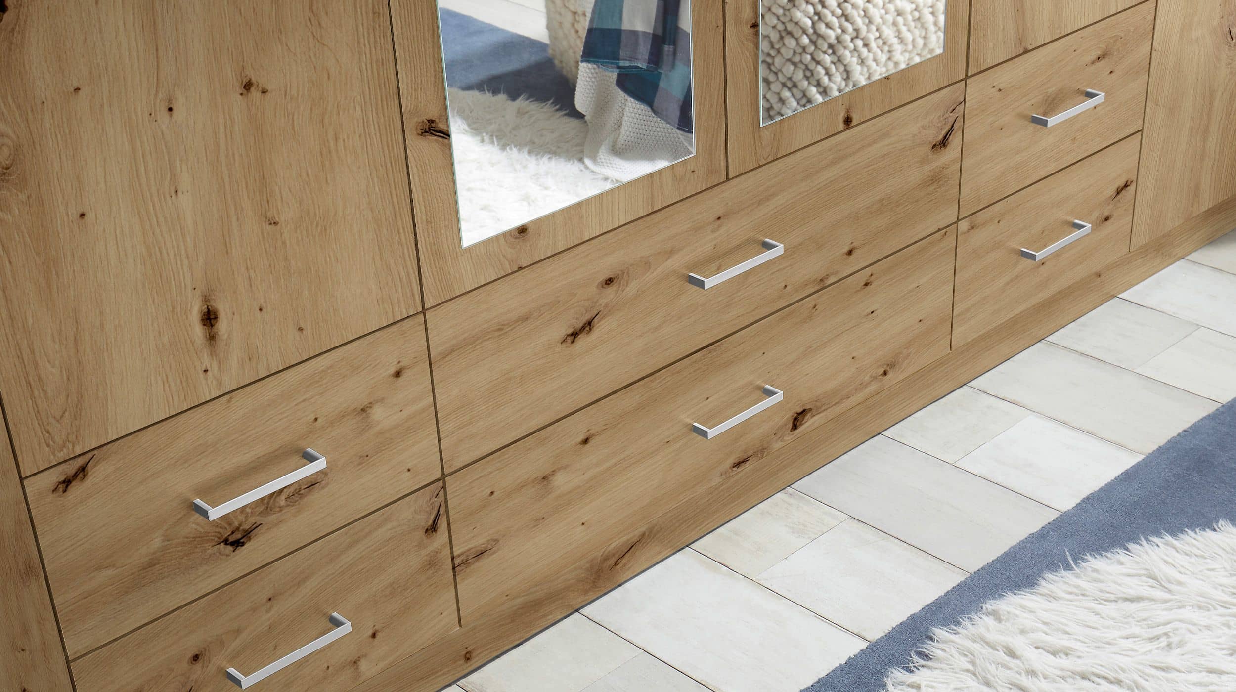 Kleiderschrank Artisan Eiche mit Spiegel - 271 cm - 6-türig - ELVA