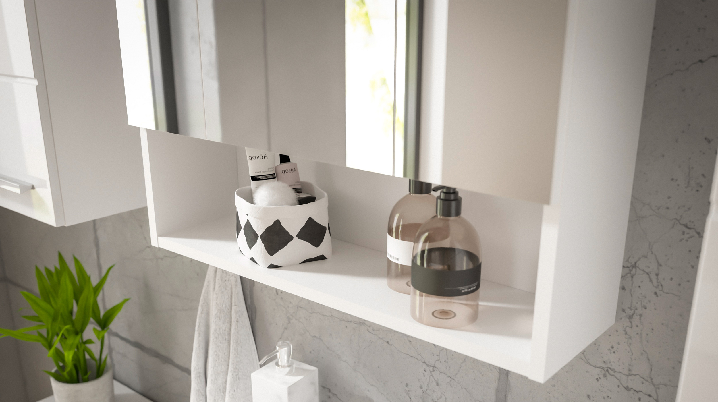 Spiegelschrank weiß hochglanz 65 cm - MANDY