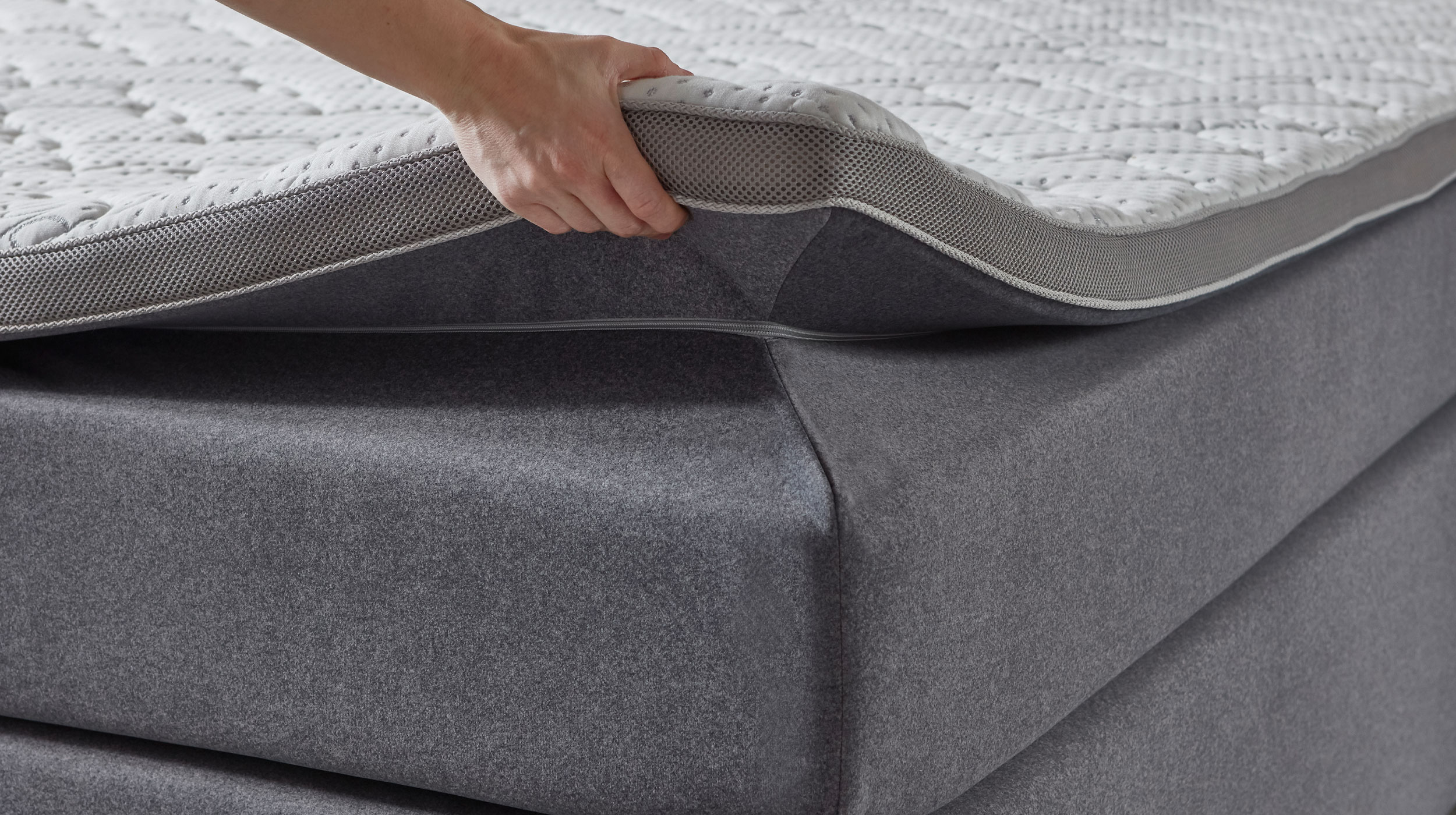 Boxspringbett grau Liegefläche 240 cm - Microfaser - LIZANO