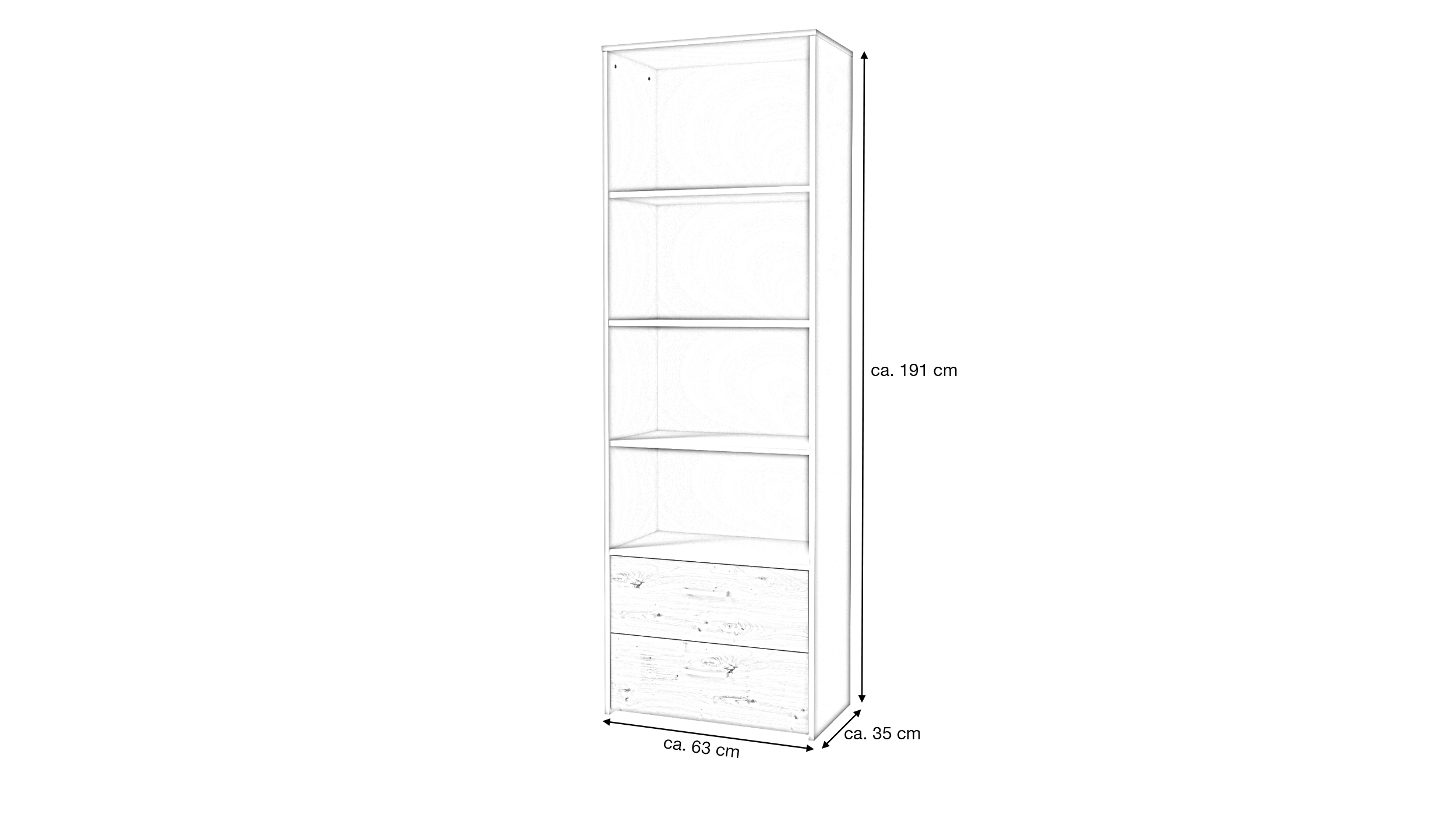 Bücherregal Standregal weiß - Eiche 63 x 191 cm - CULGOA