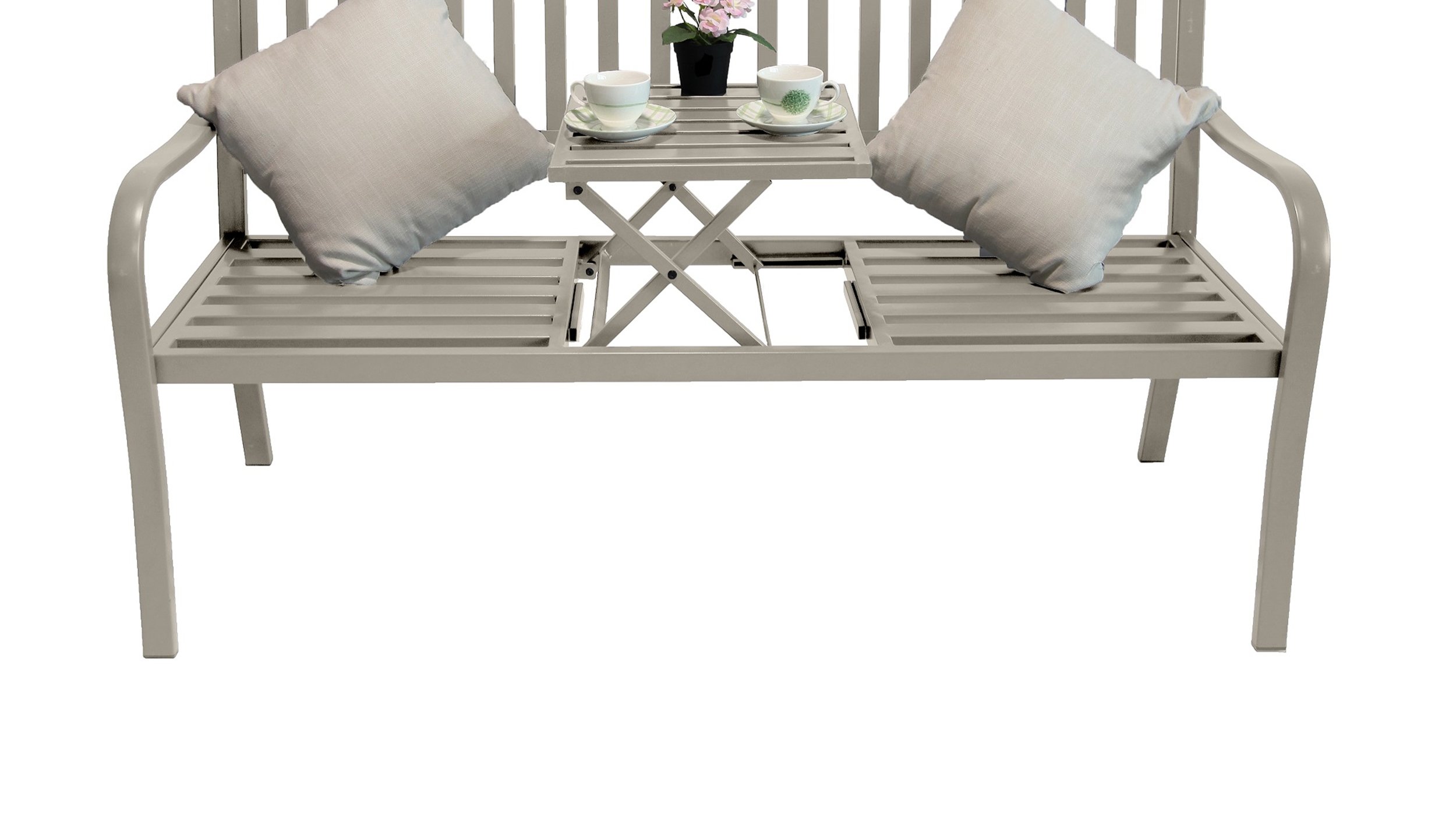 Gartenbank Metallgestell beige 150 cm - MARITA