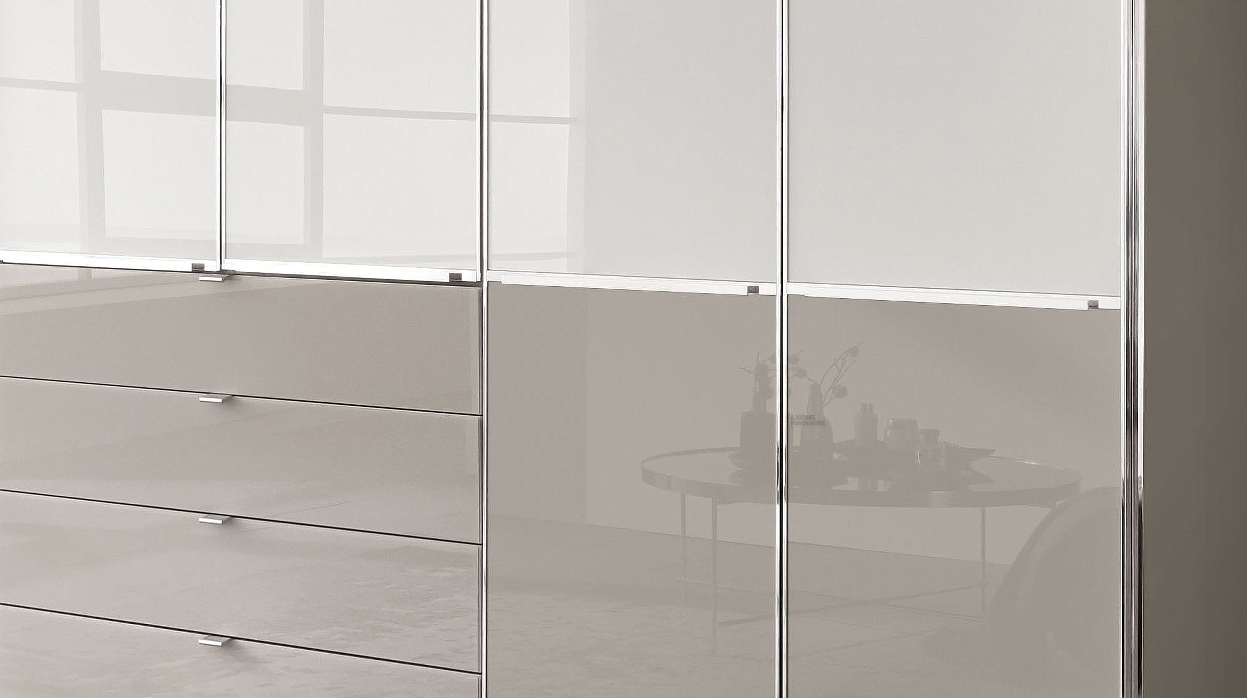 Kleiderschrank Glasfront 300 cm Alpinweiß - SHANGHAI 2