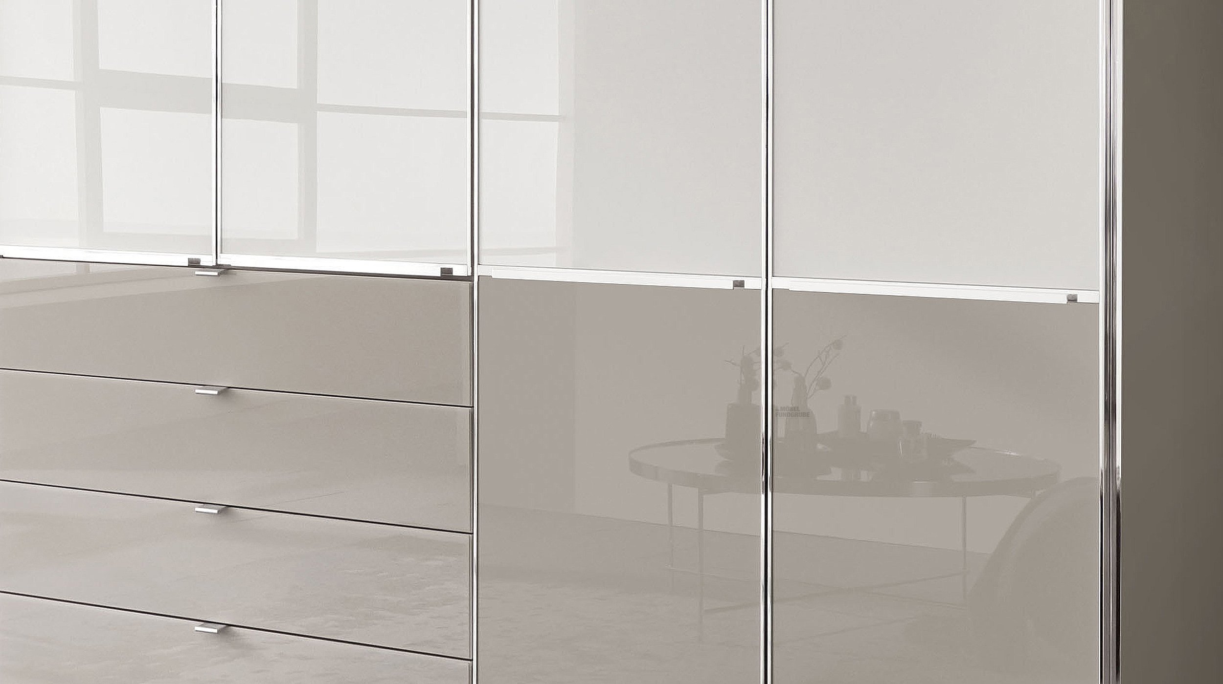 Kleiderschrank mit Glasfront 300 cm - weiß - SHANGHAI 2