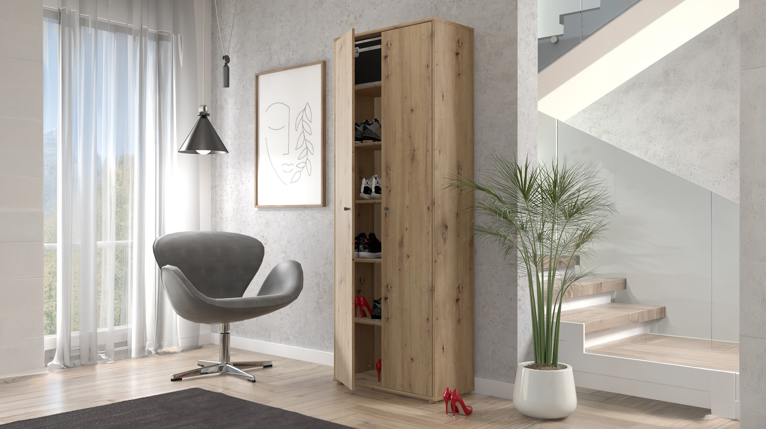 Mehrzweckschrank Artisan Eiche 74 x 35 cm - TEMPRA 