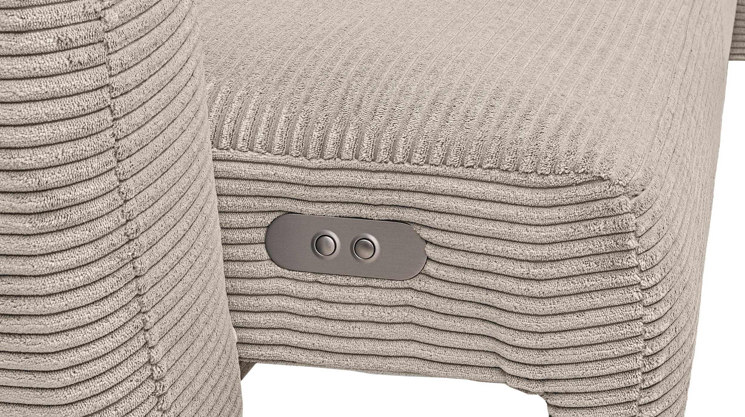 Ecksofa beige Cord elektrisch ausfahrbar 277 cm - OT rechts - AVELINO
