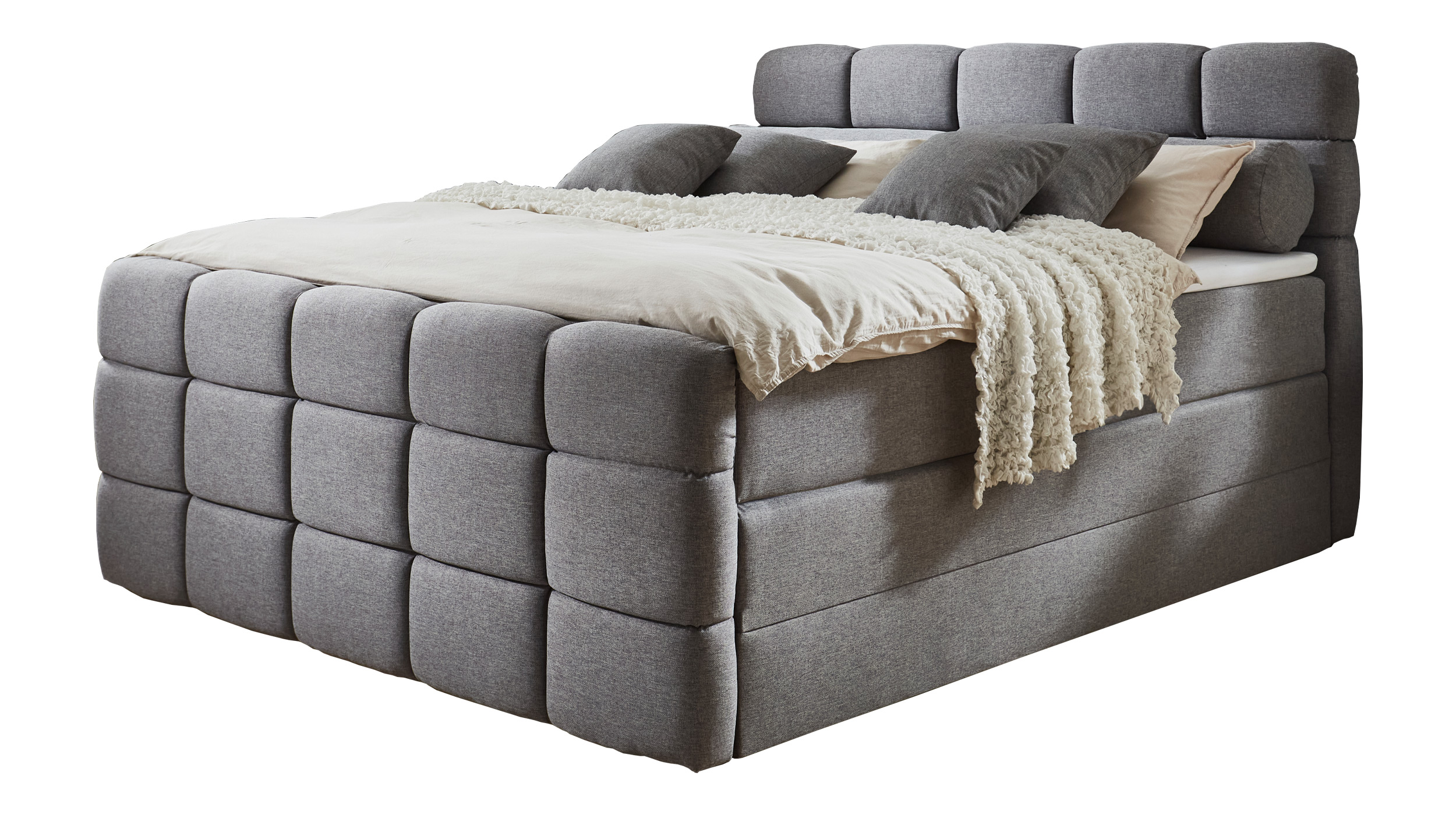 Boxspringbett 180 x 200 cm Bettkasten Webstoff grau - CORVIN